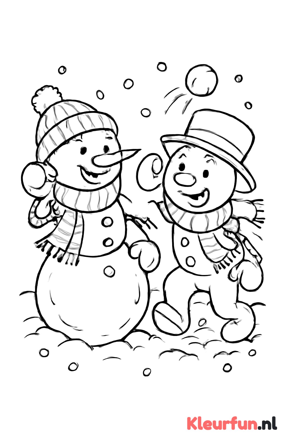 Sneeuwpoppen in sneeuwbalgevecht