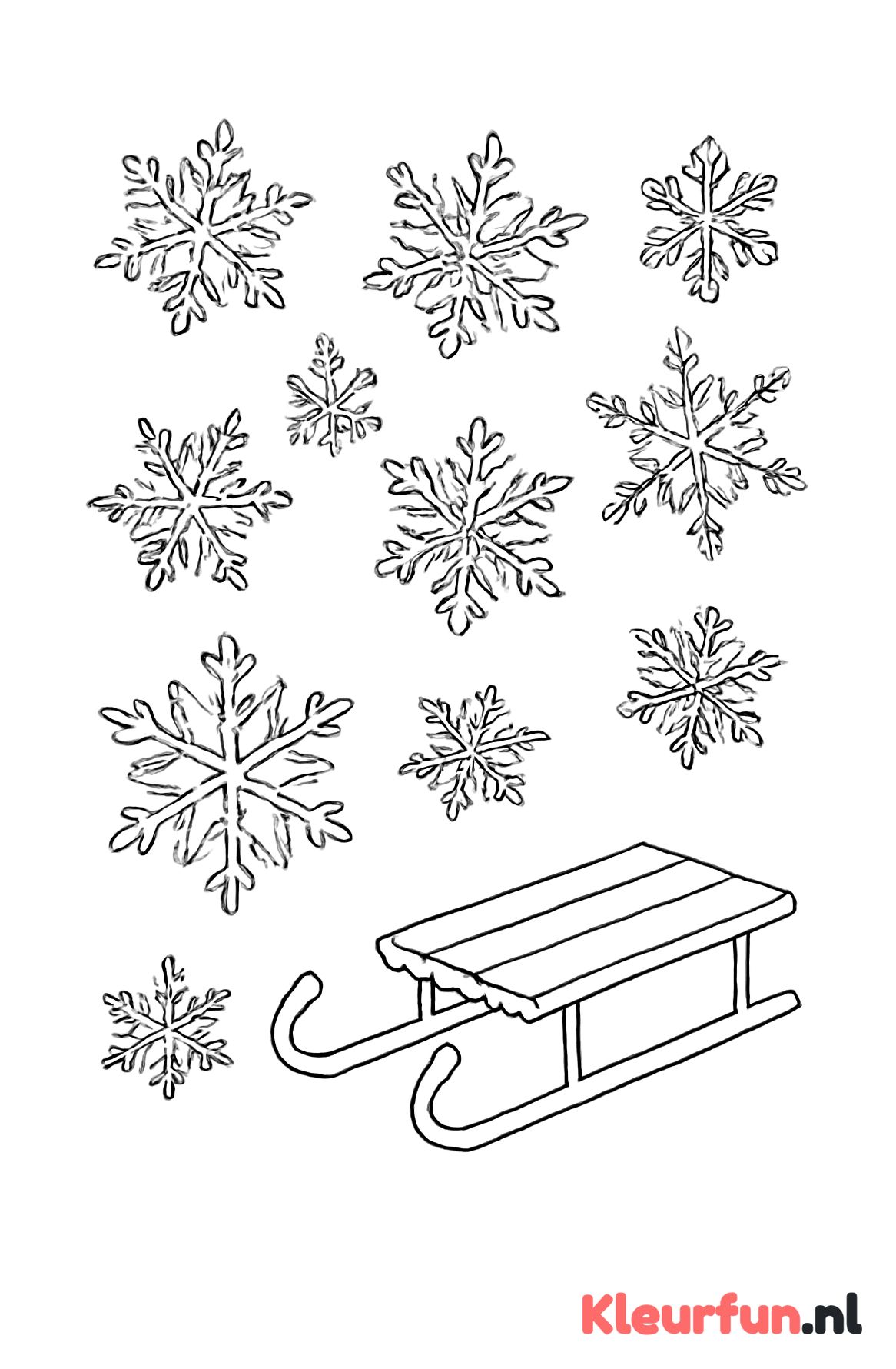 Sneeuwvlokken en slee