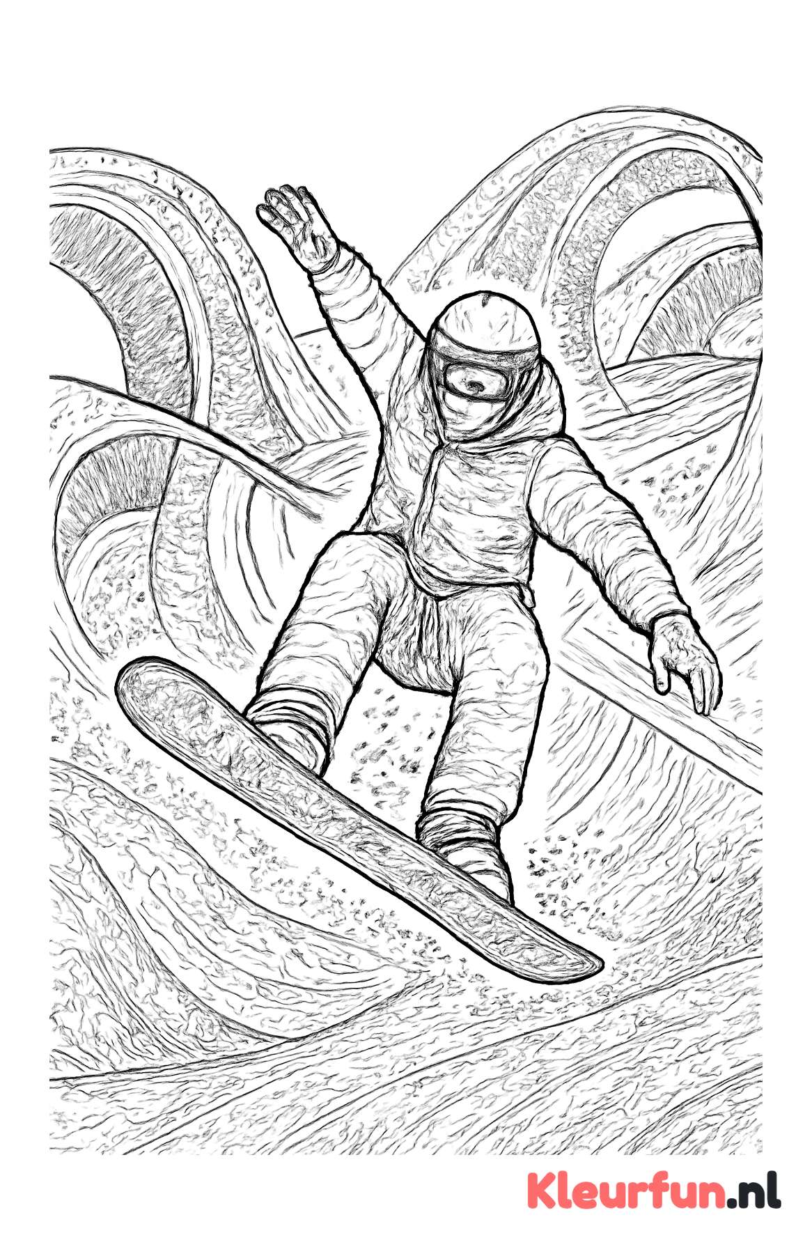 Snowboarder sprong in snowpark