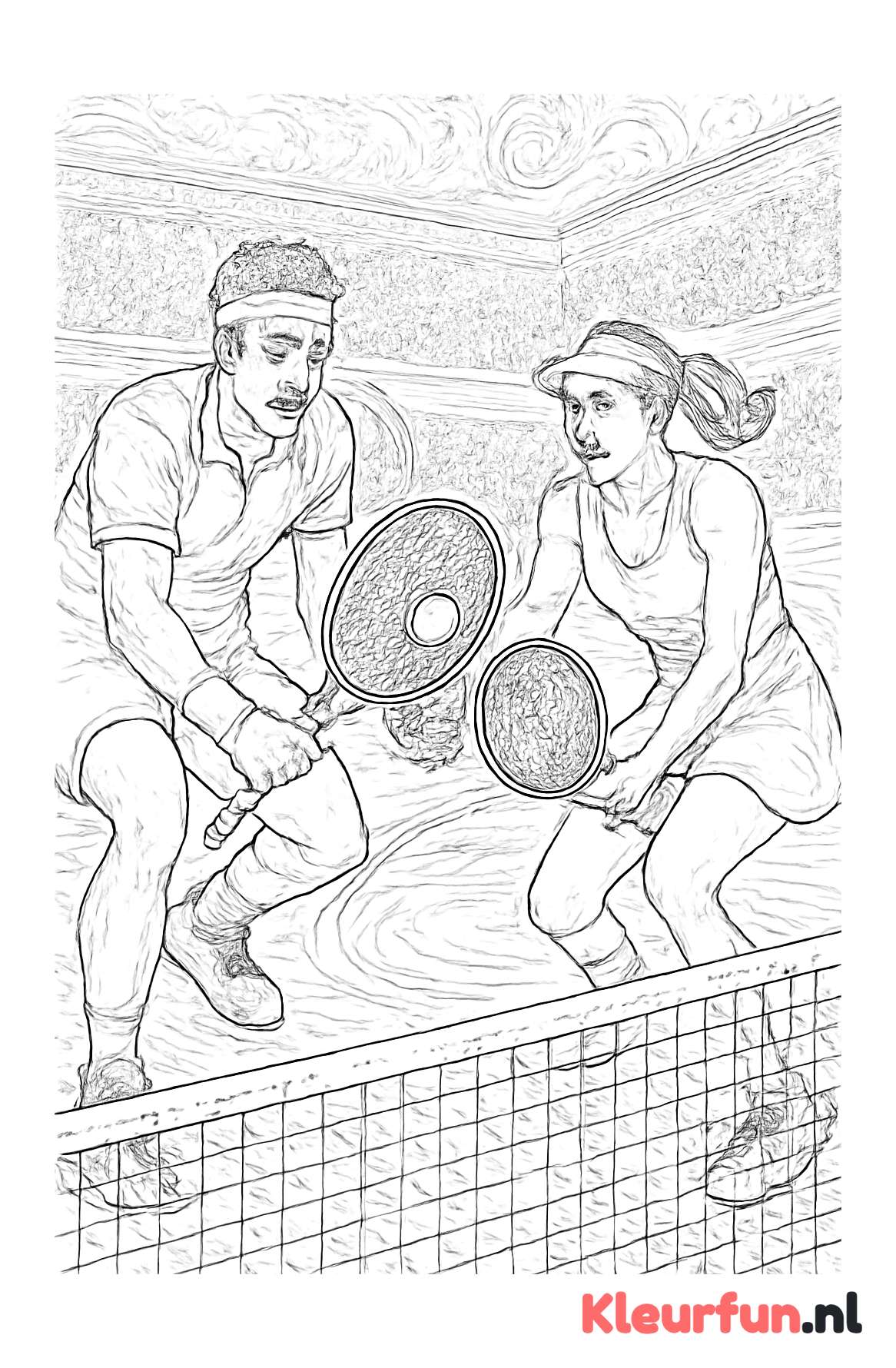 Spannende rally tussen tennis spelers