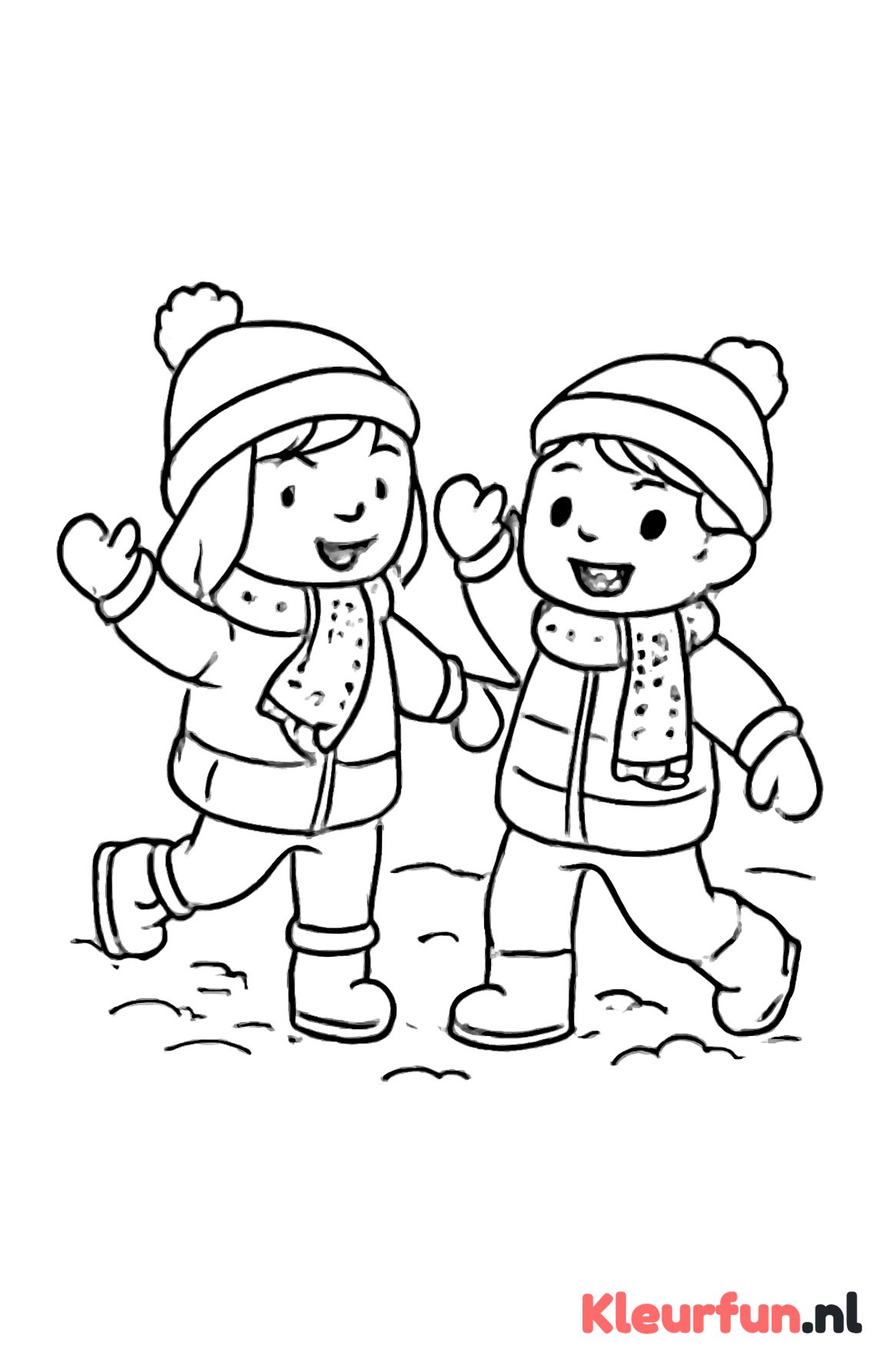 Speelende kinderen in winterkleding