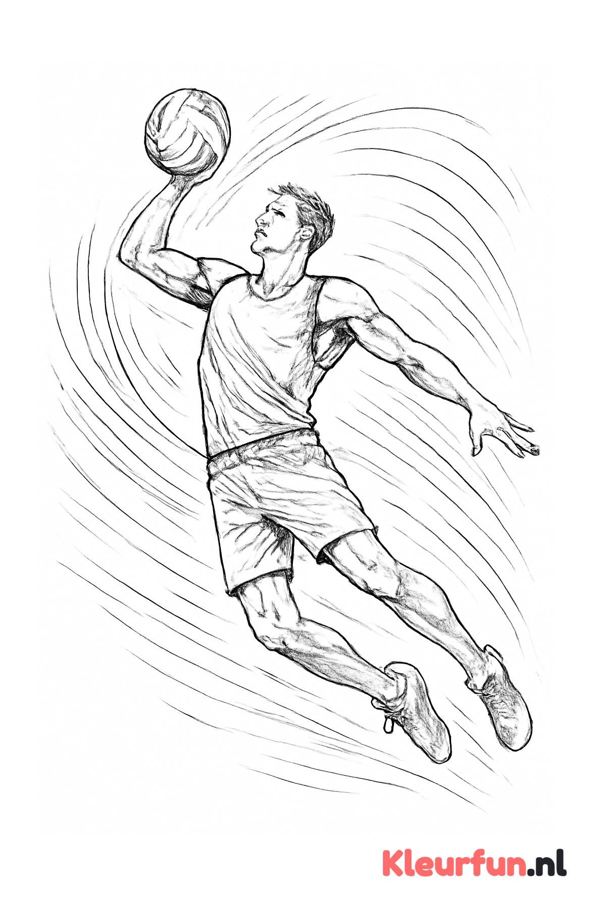 Springende volleybalspeler met smash