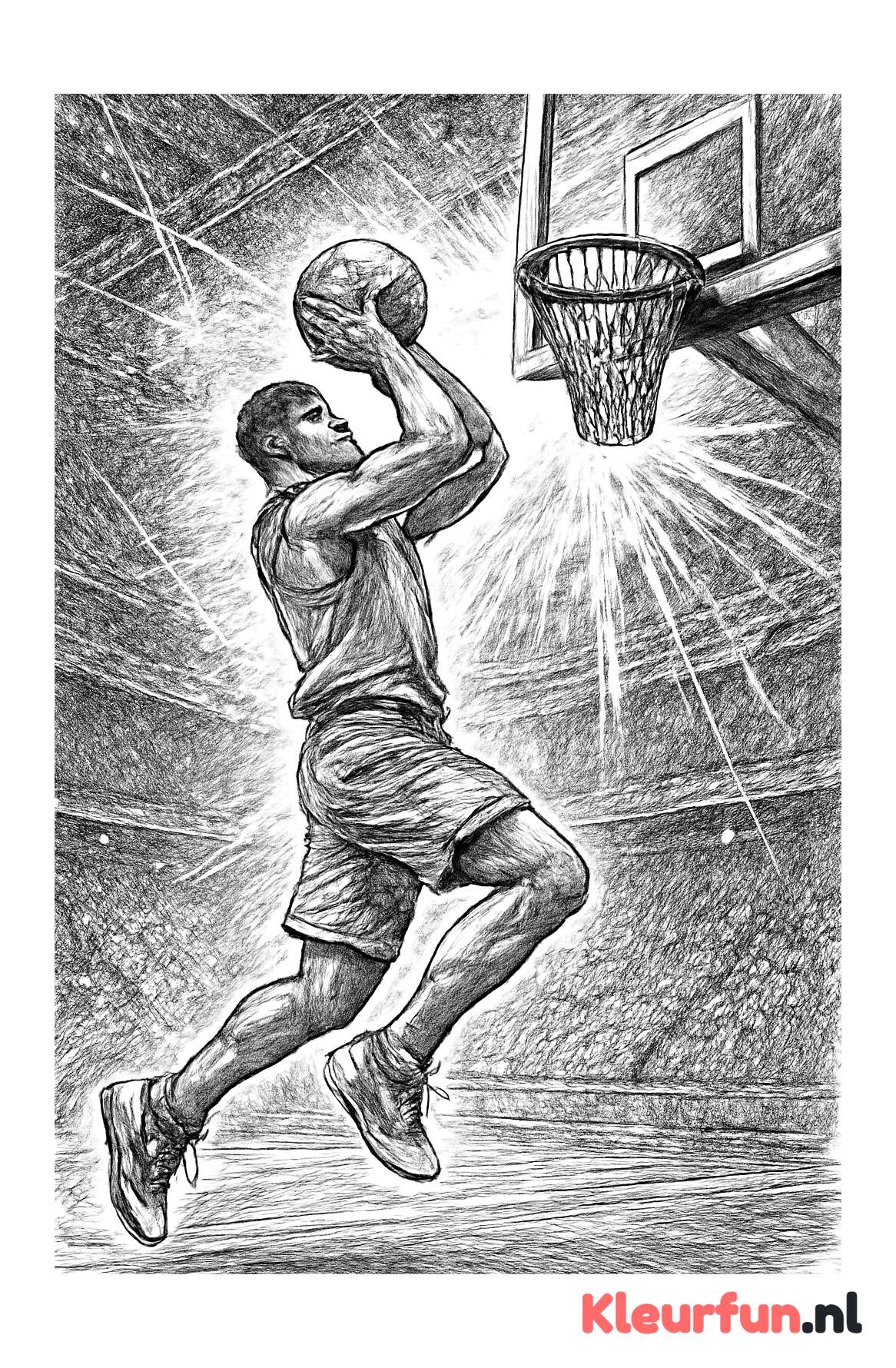 Basketbalspeler maakt sprongschot