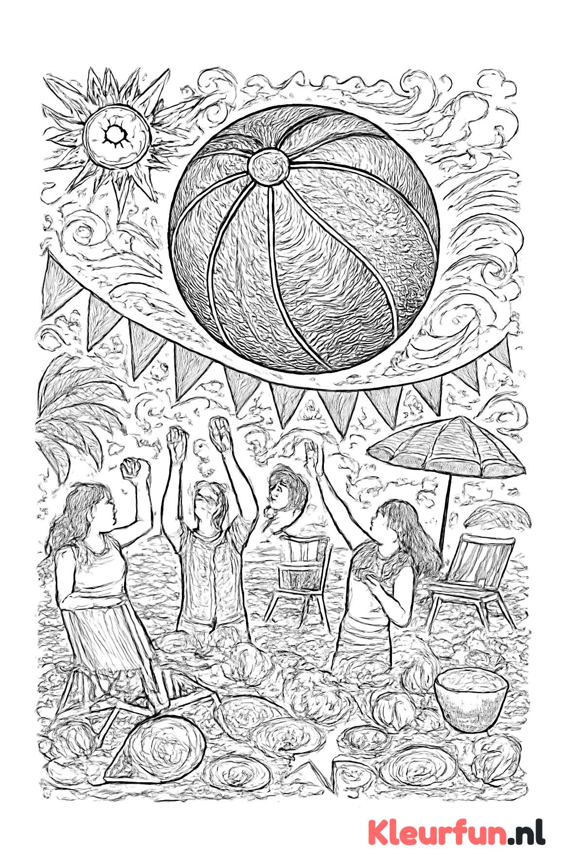 Strandbal in de lucht bij zomerfeest