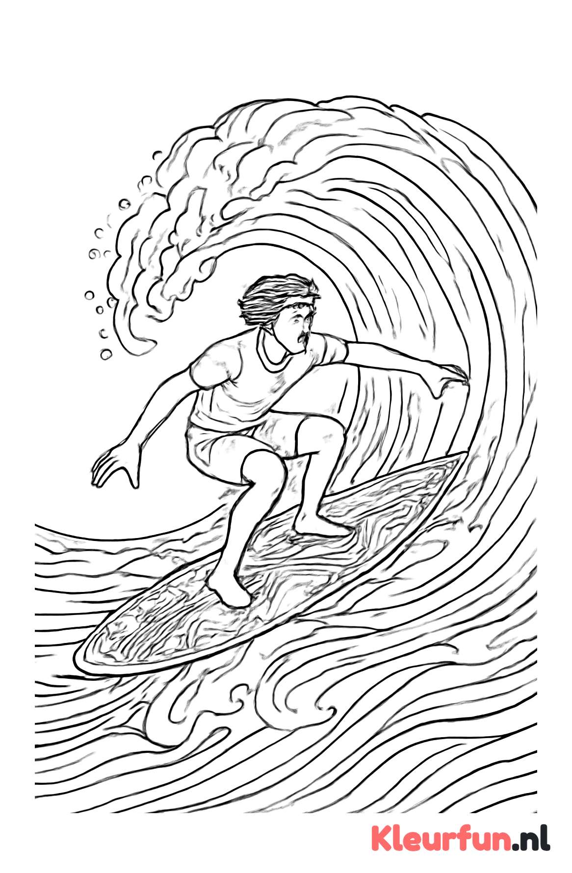 Surfer op een grote golf