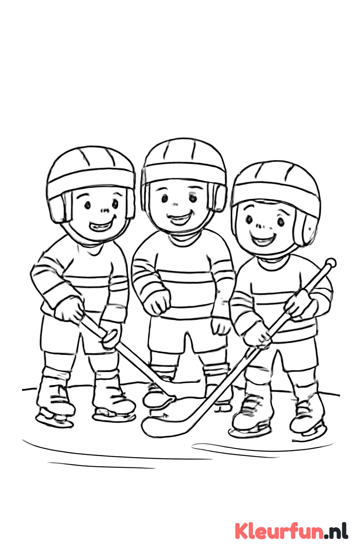 Team jonge ijshockeyspelers op het ijs