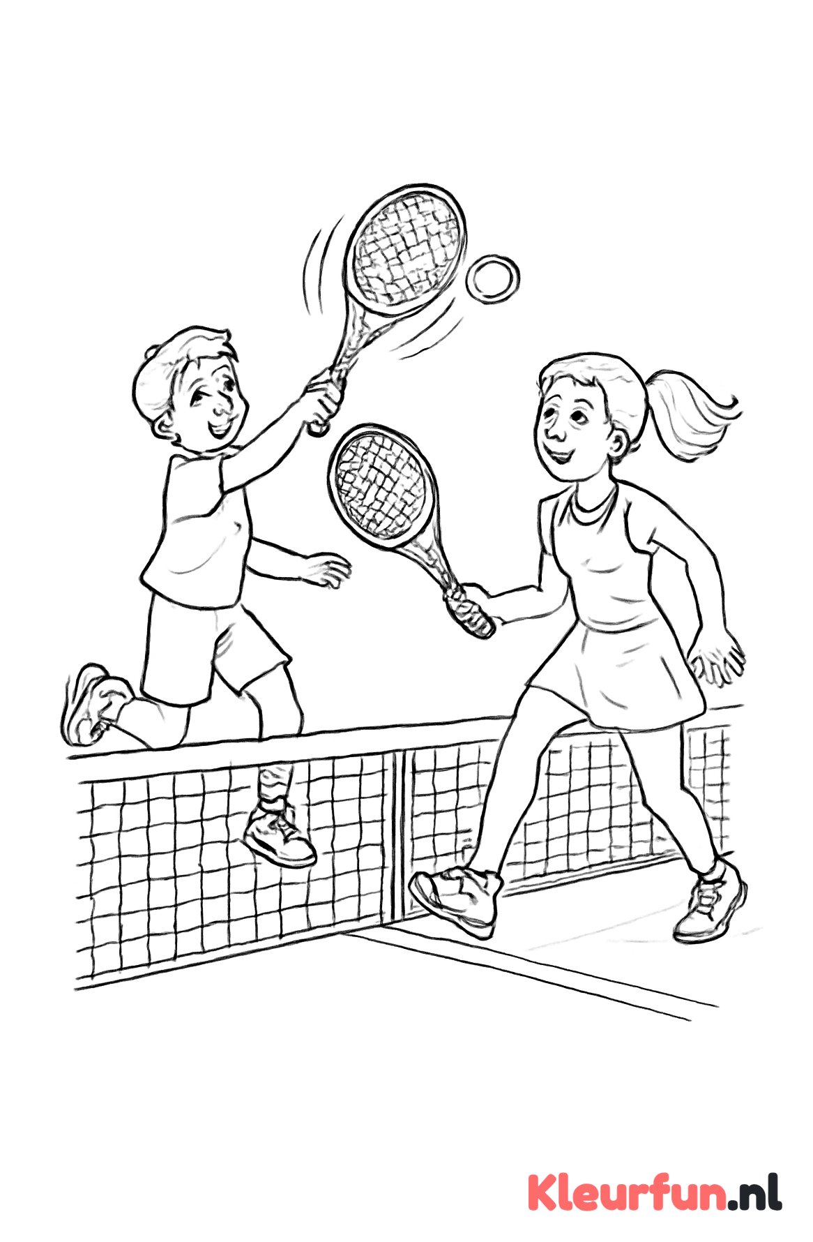 Tennisspel in actie