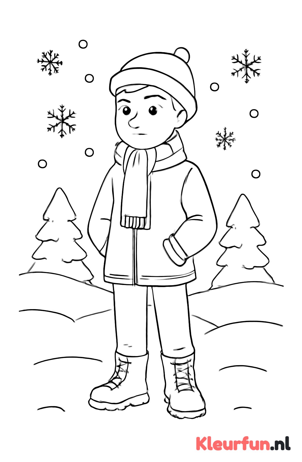 Tiener met winterkleding, sjaal en laarzen