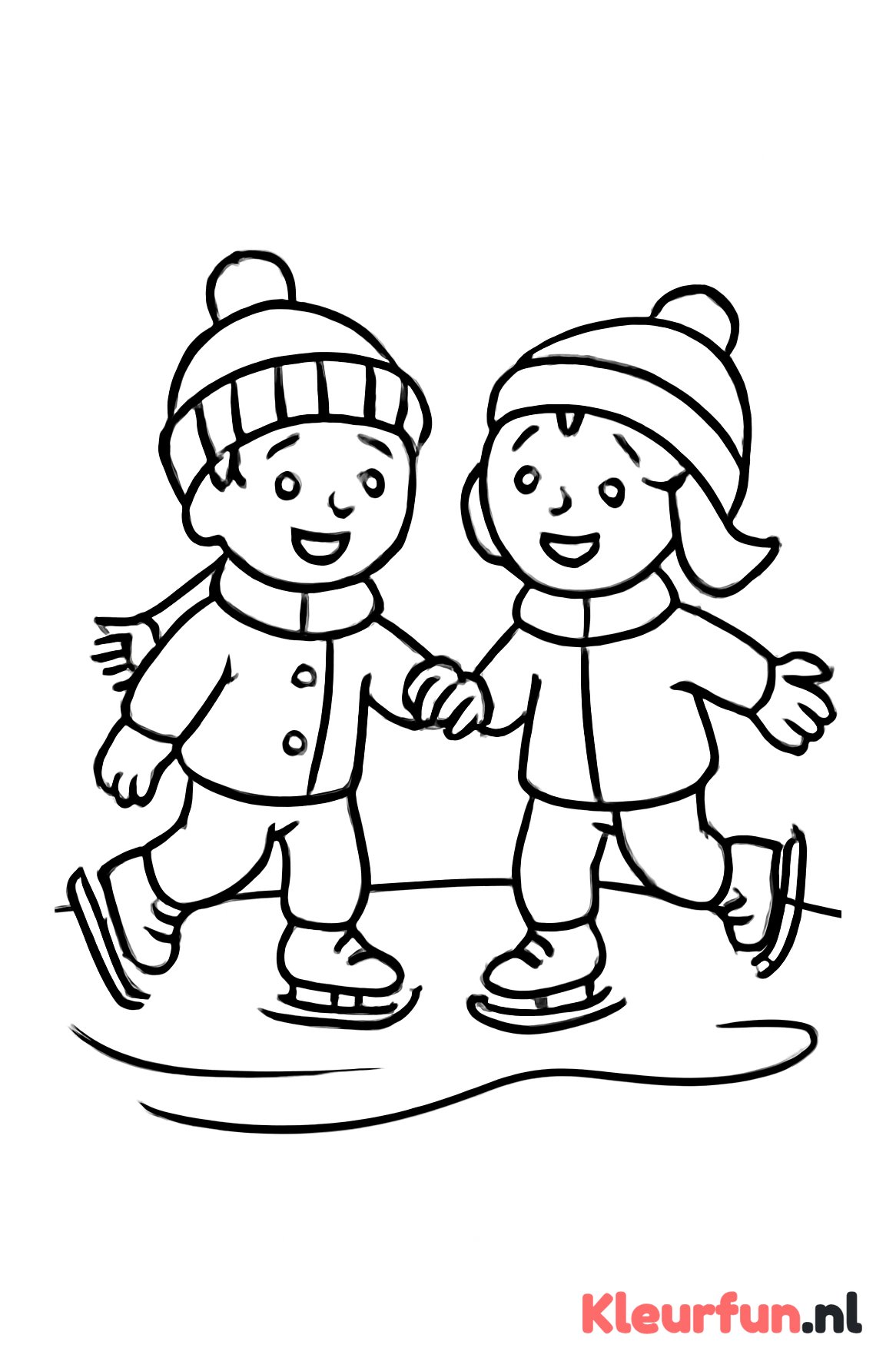 Twee Kinderen Samen Schaatsen