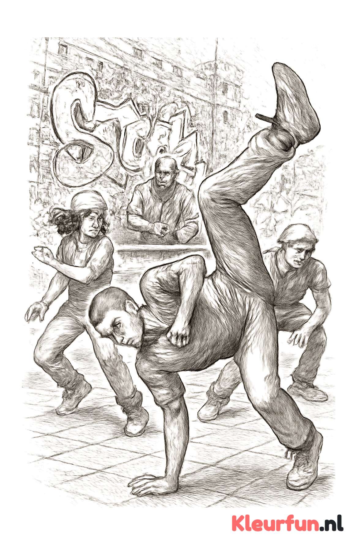 Urban dansscene met breakdance