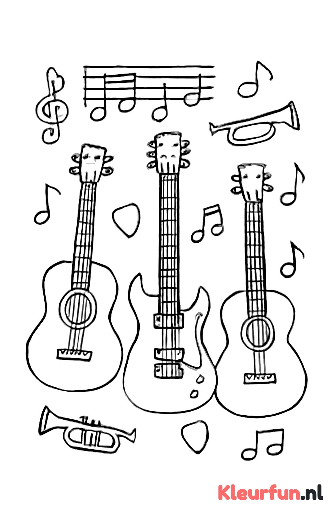Verschillende gitaren en muziekmaterialen