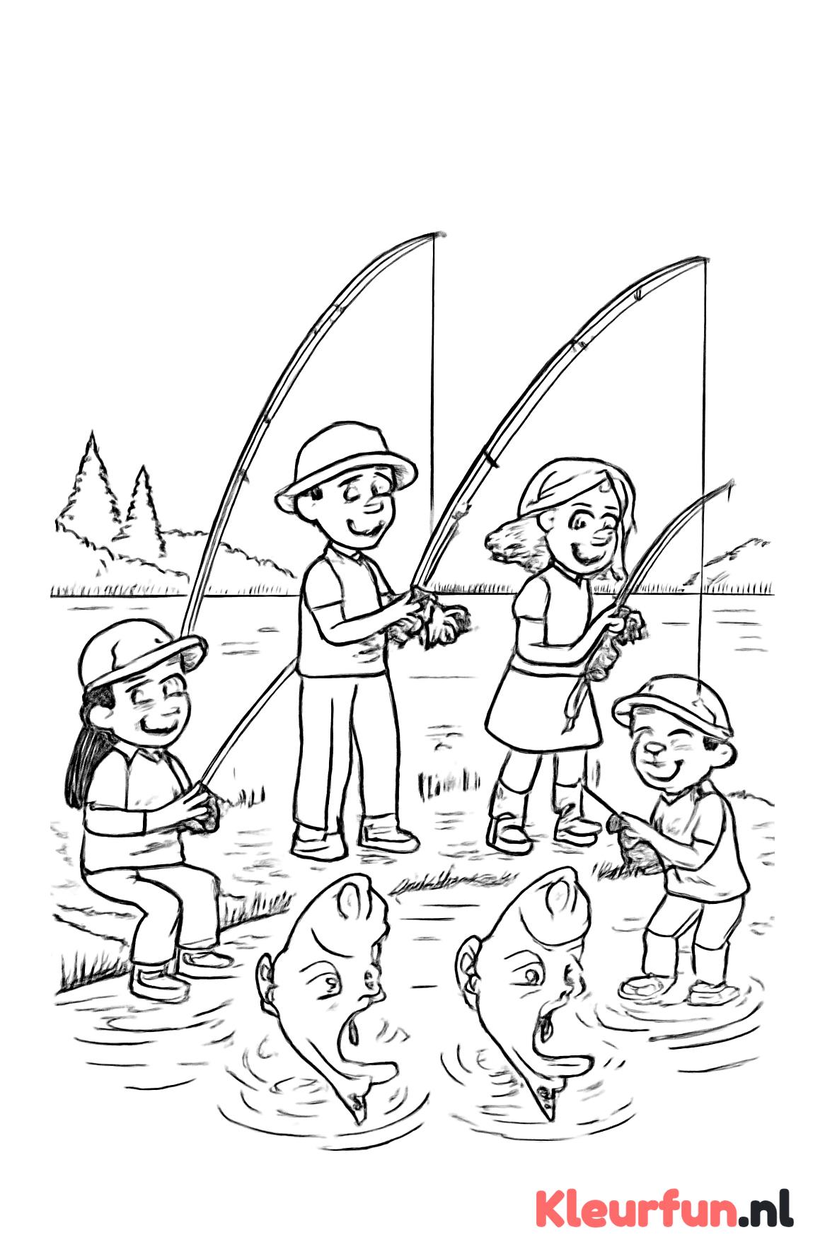 Viswedstrijd met kinderen