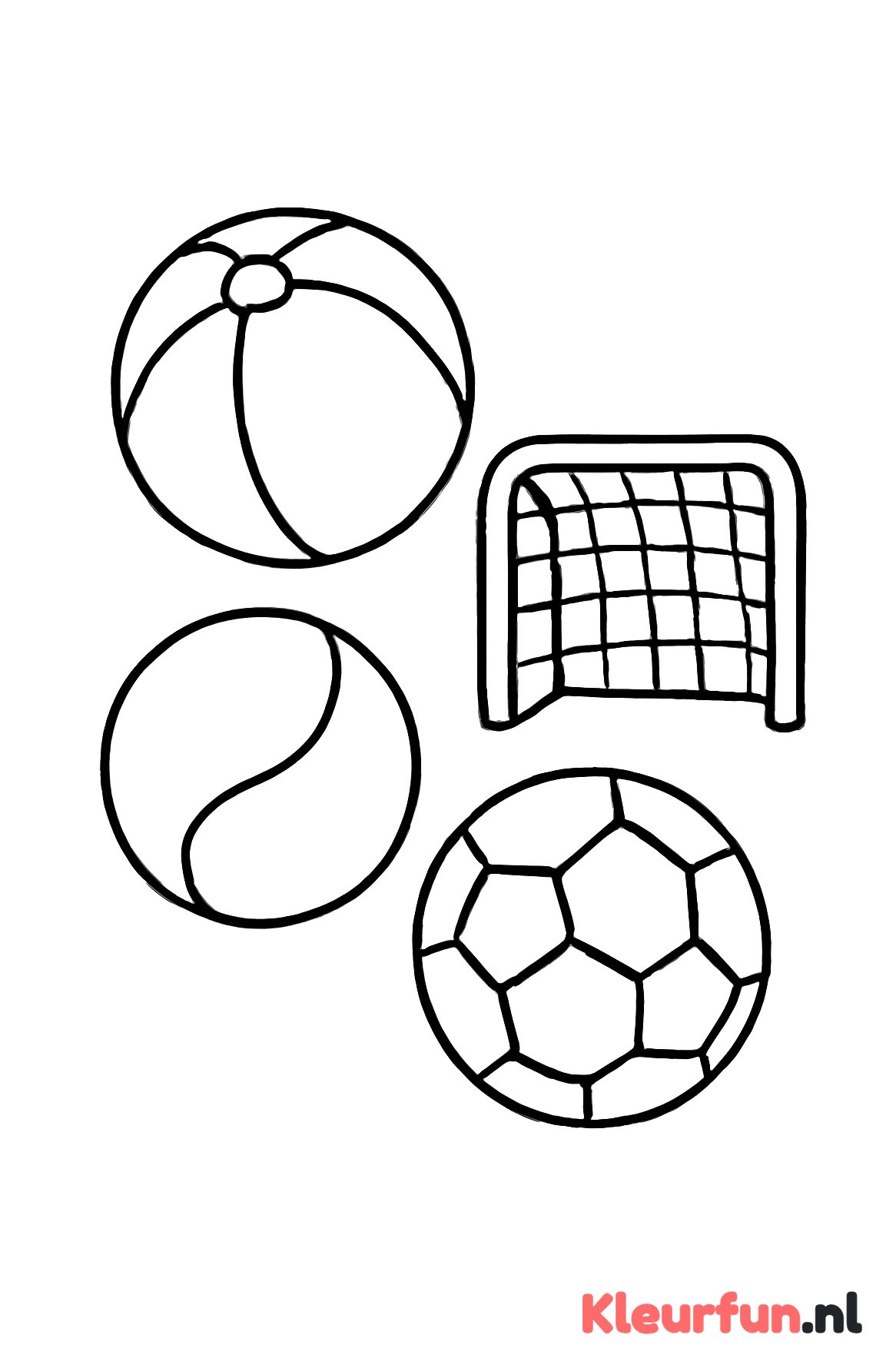 Voetbal met ballen en doel