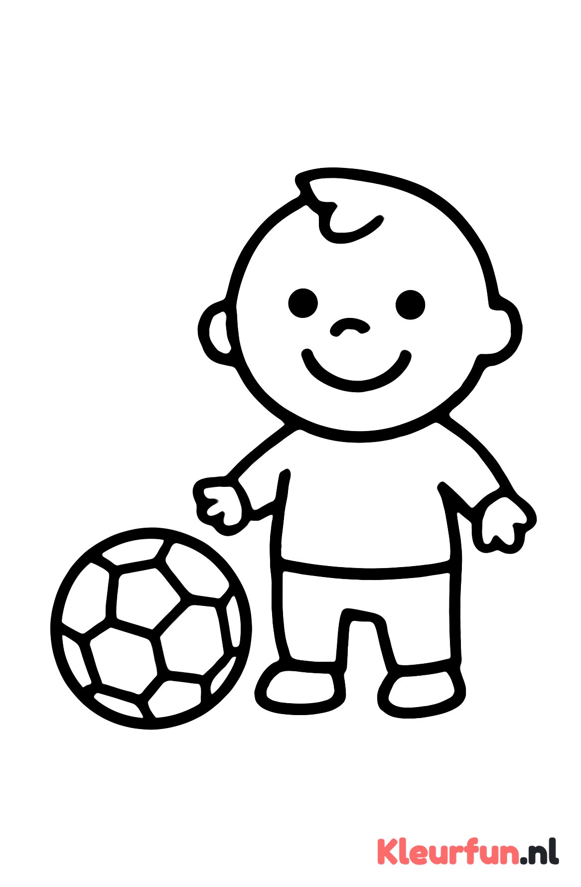 Voetbal en kind lacht