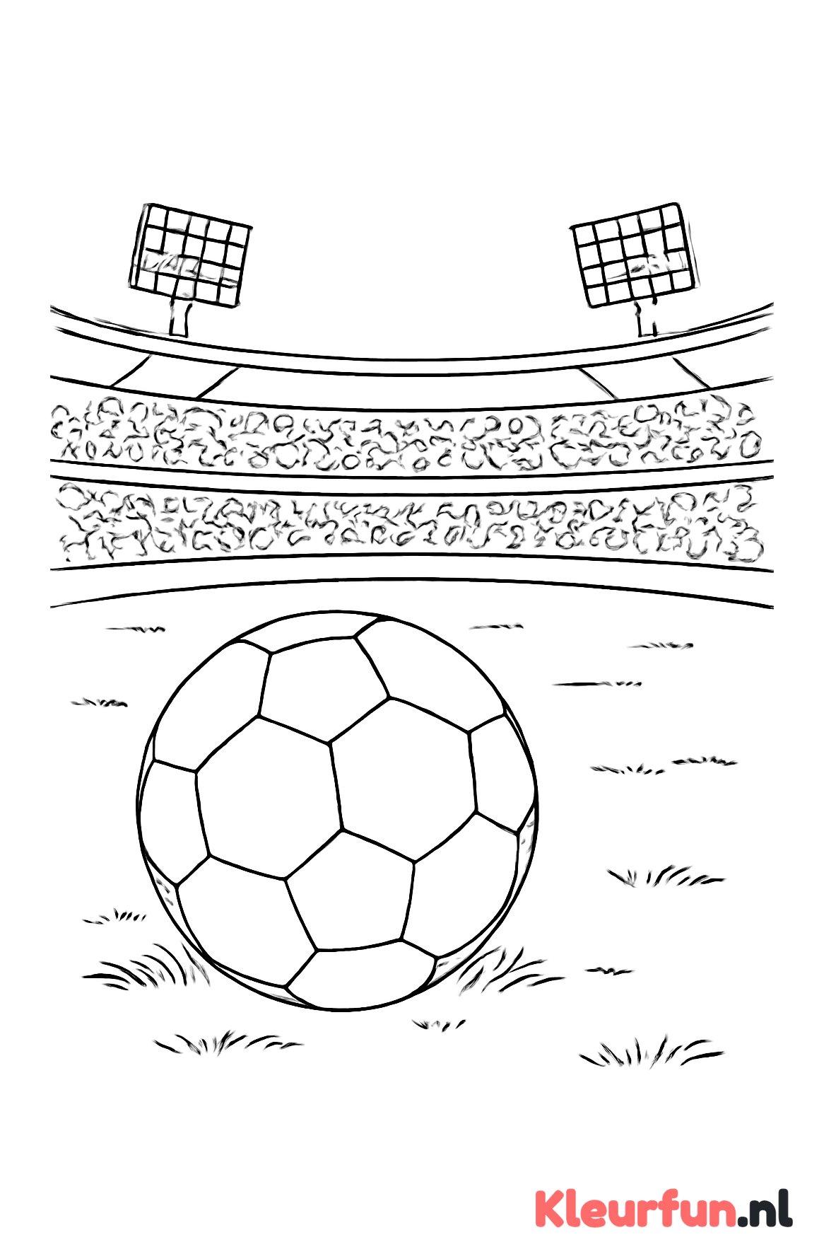 Voetbal op het veld met stadion