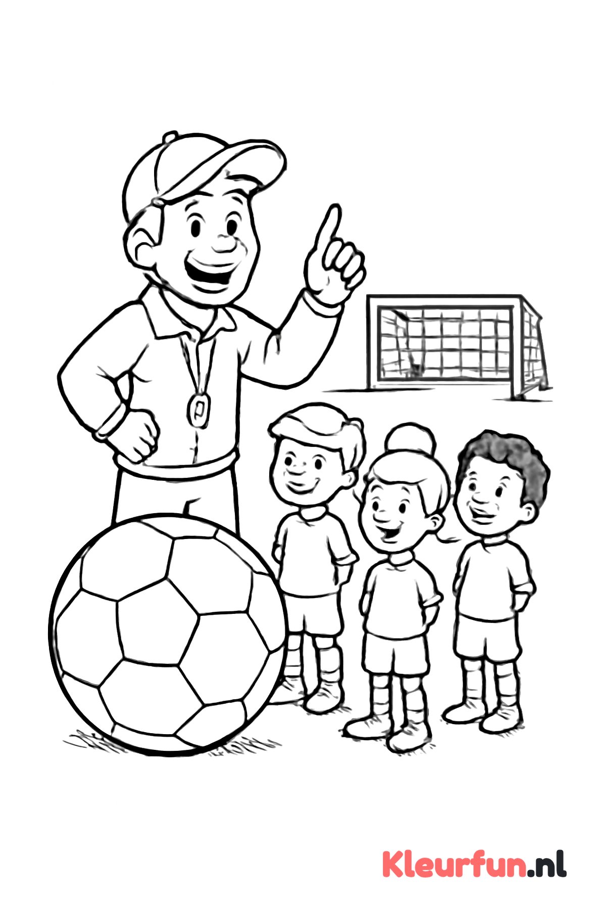 Voetbalcoach geeft instructies
