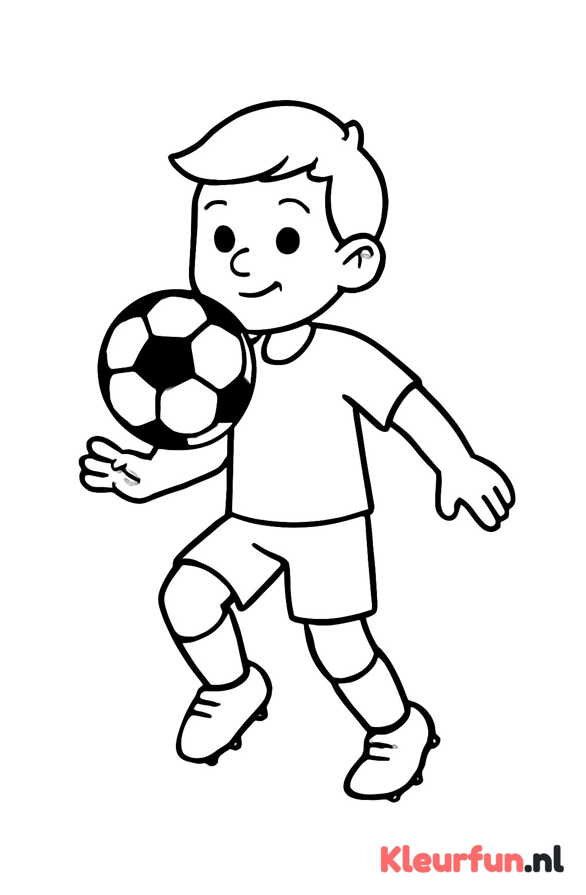 Voetballer vangt bal met borst