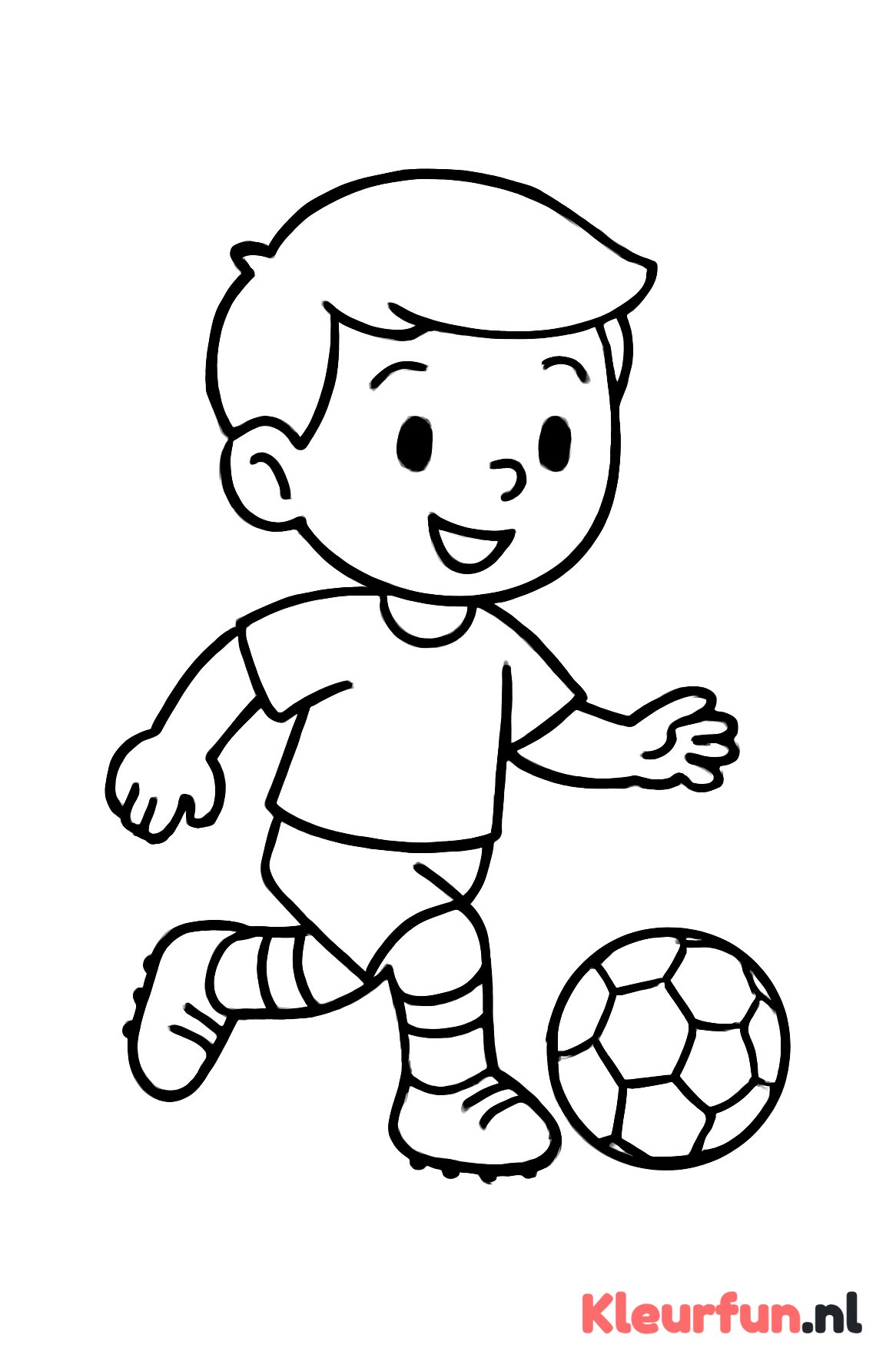 Voetballer dribbelt met bal