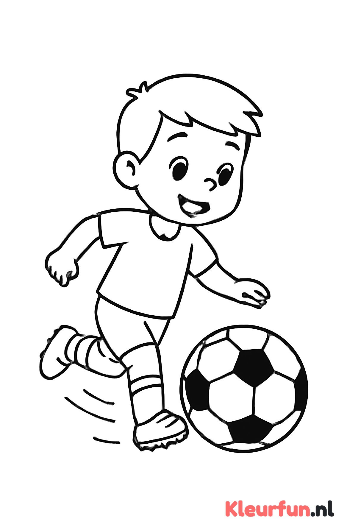 Voetballer dribbelt met bal