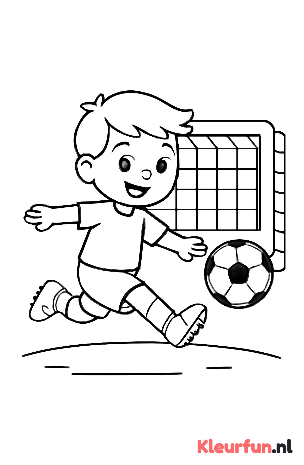 Voetballer schiet op doel