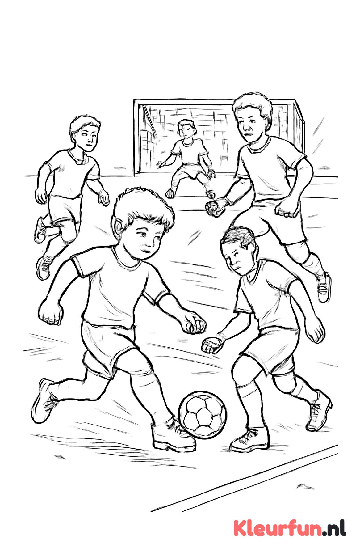 Voetbalspelers op veld