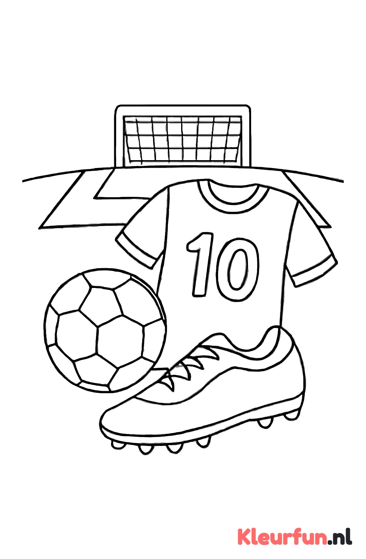 Voetbalveld met schoen en shirt
