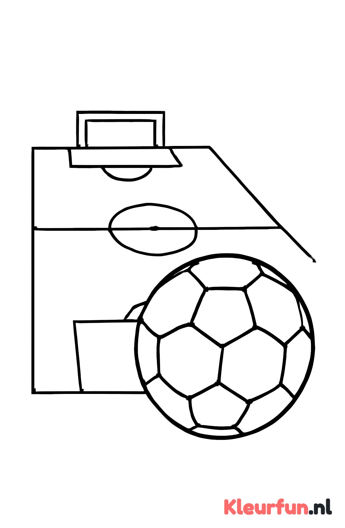 Eenvoudig voetbalveld met grote voetbal
