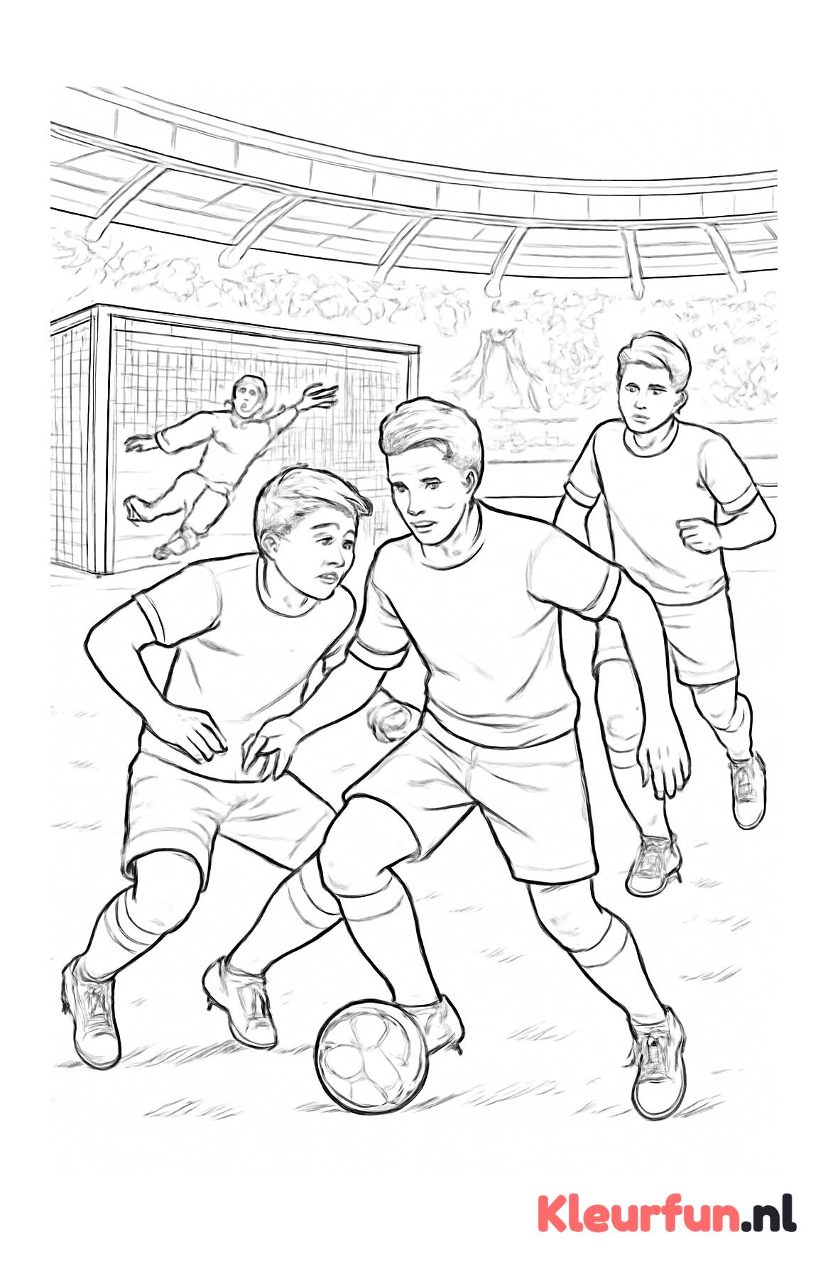 Voetbalwedstrijd met teamactie