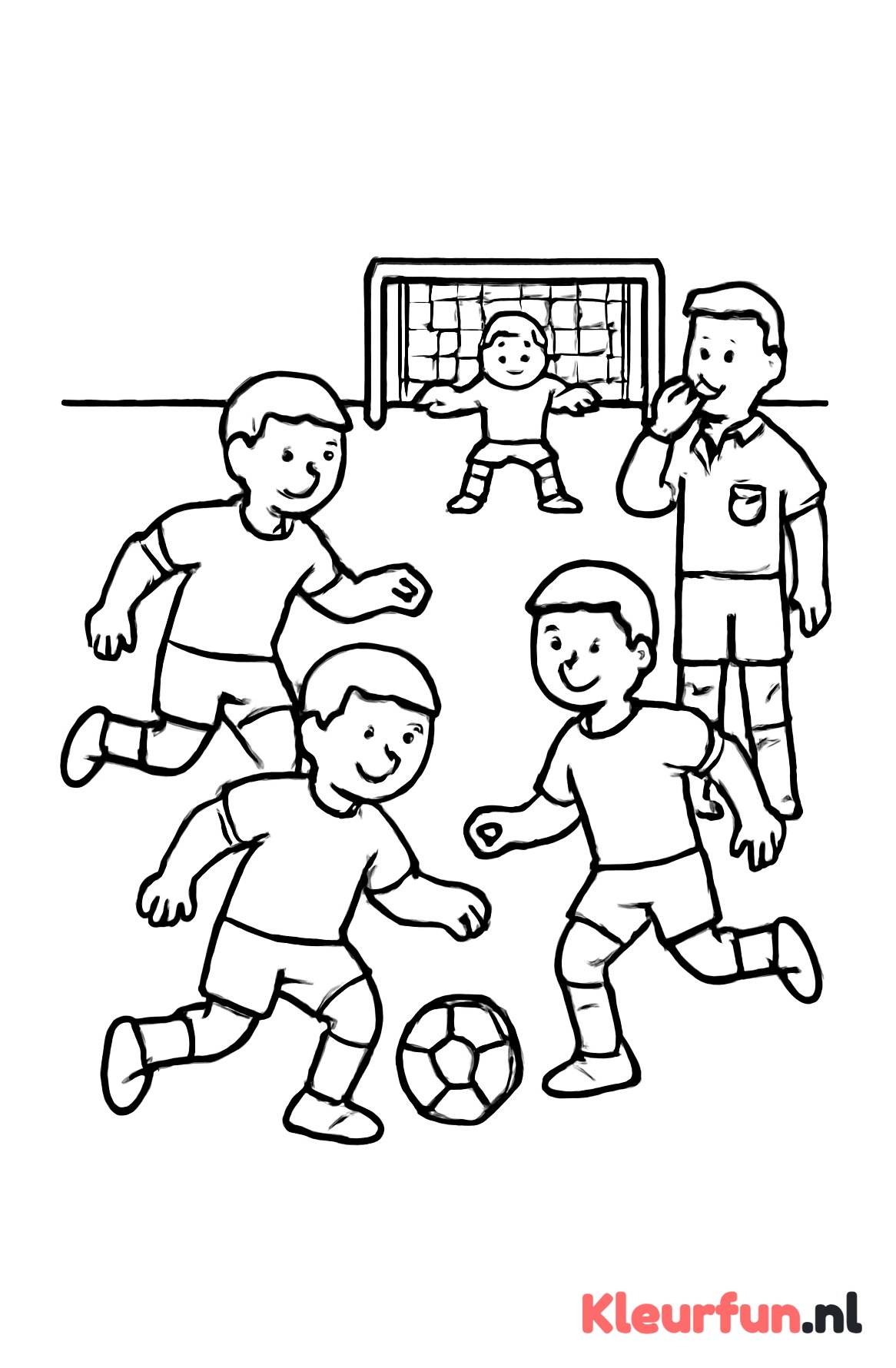 Voetbalwedstrijd met voetballers