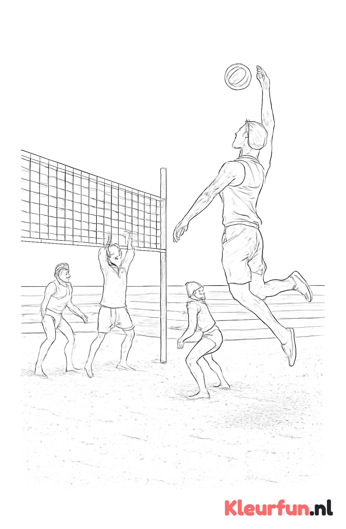 Volleybalwedstrijd op het strand