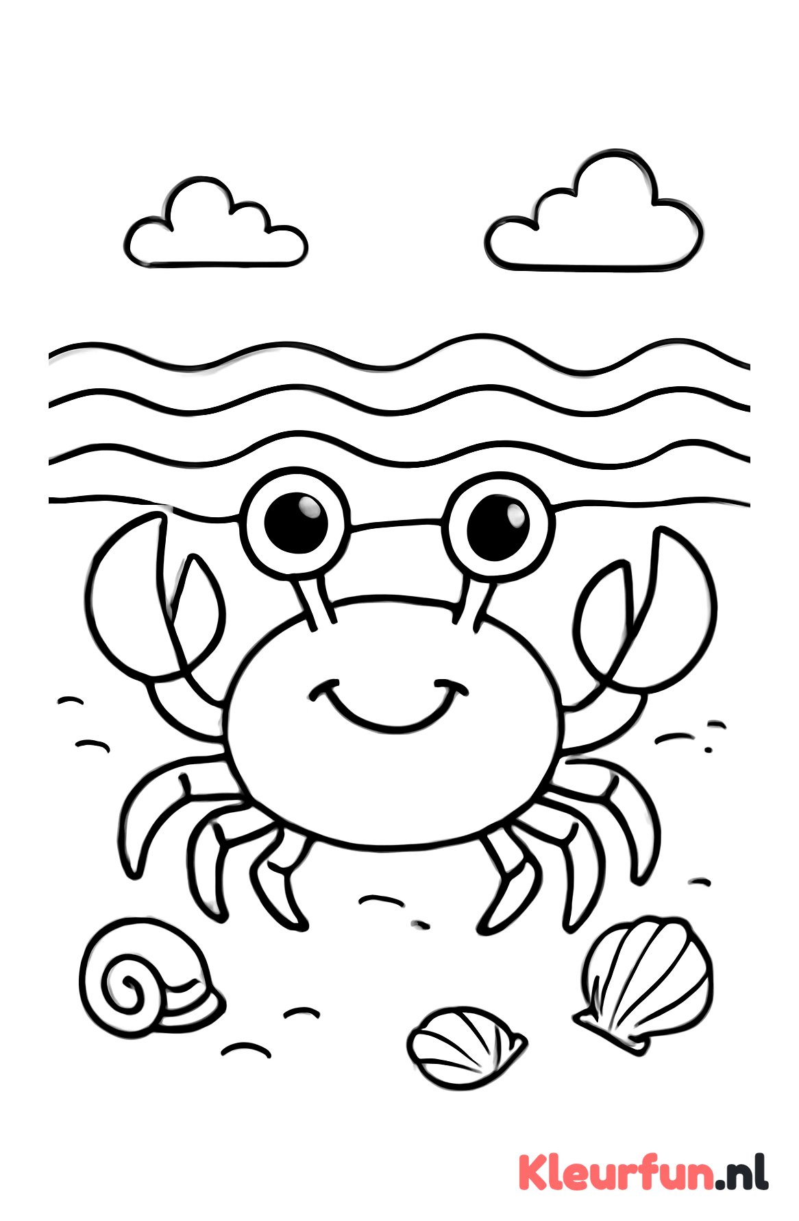 Vriendelijke krab op het strand