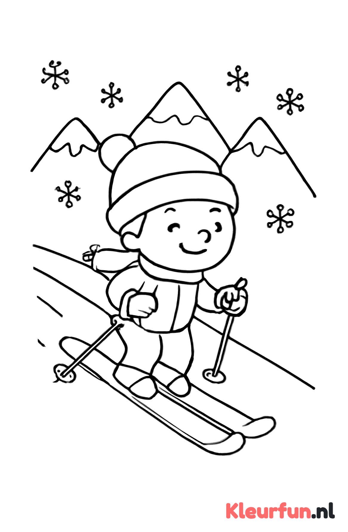 Vrolijke skiër op heuvel