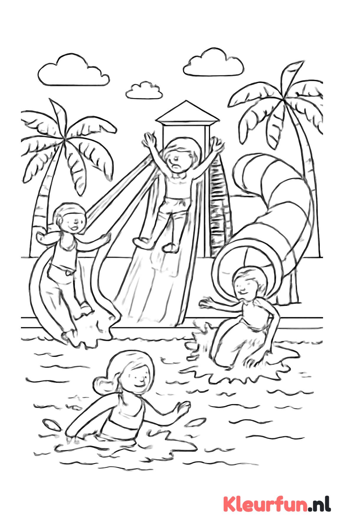 Glijbanen en Waterspelen in het Zwembad
