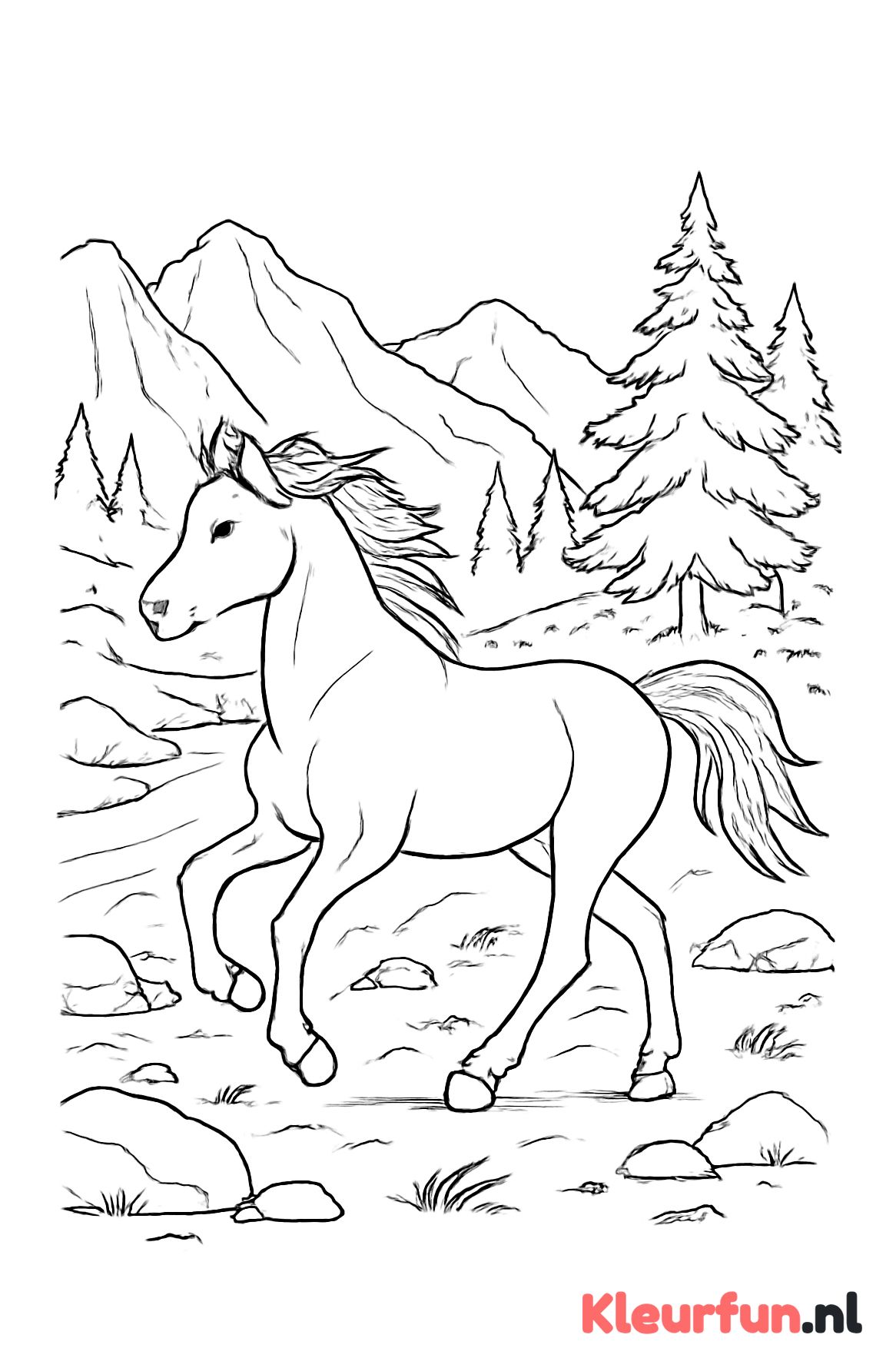 Wild paard in berglandschap