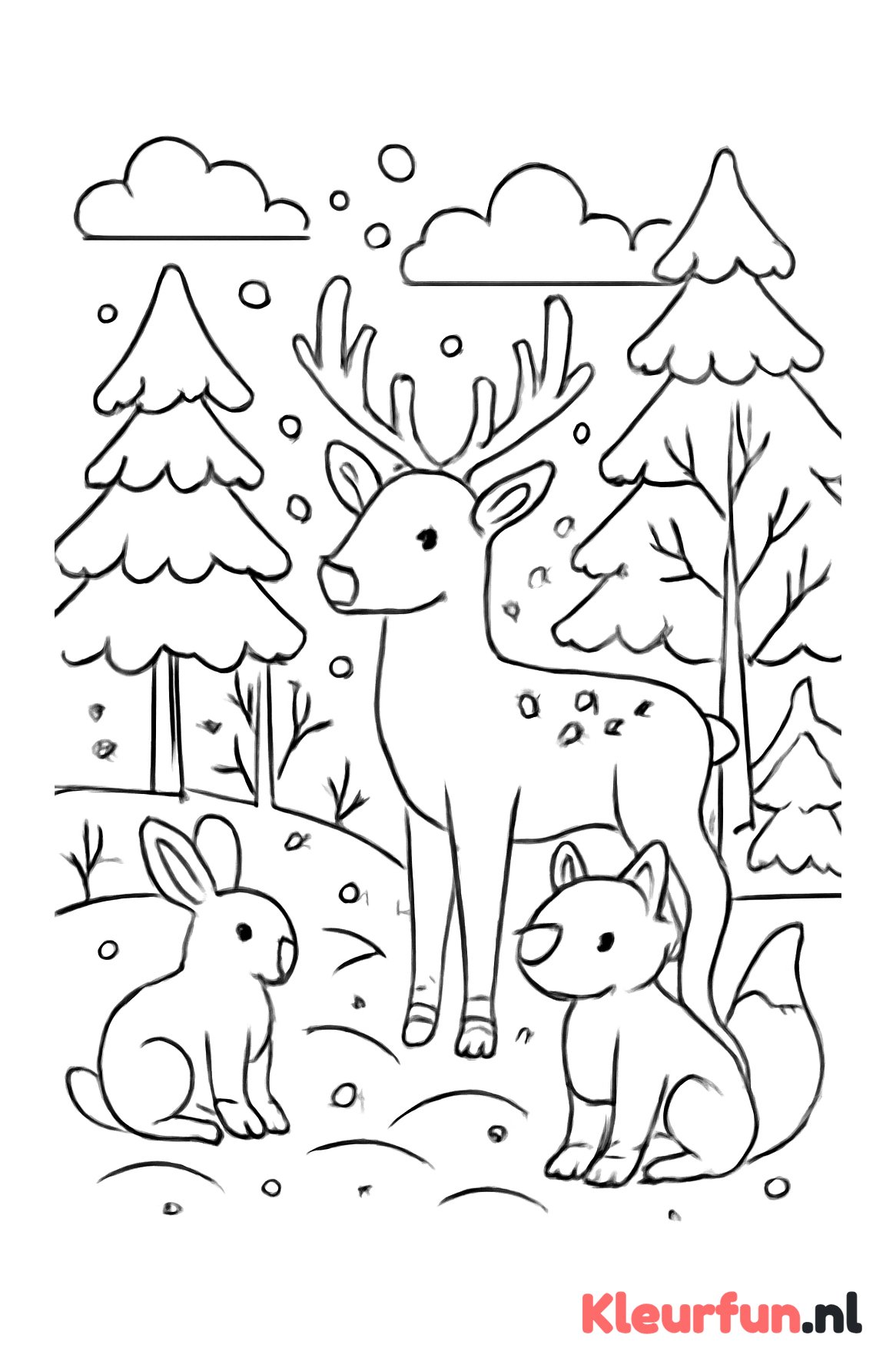 Winterdieren in het bos