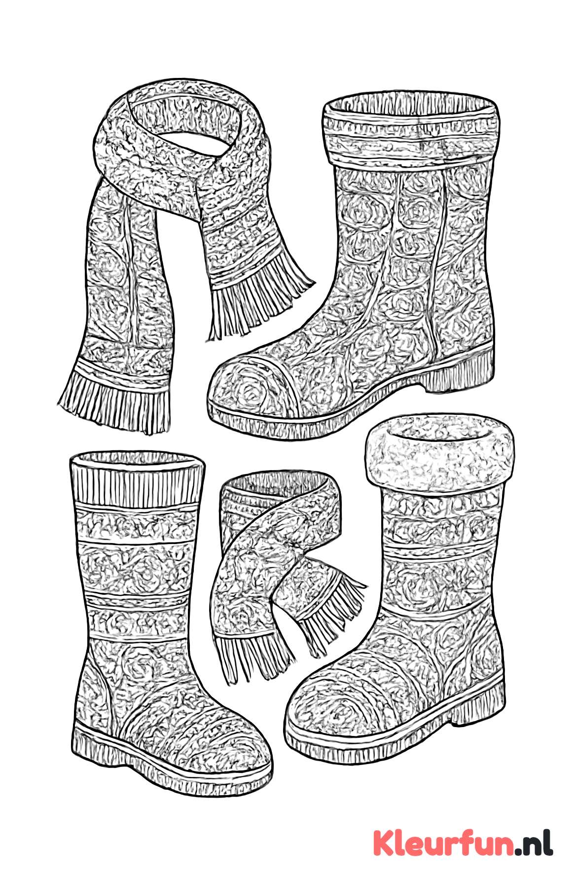 Winterkleding met laarzen en sjaals