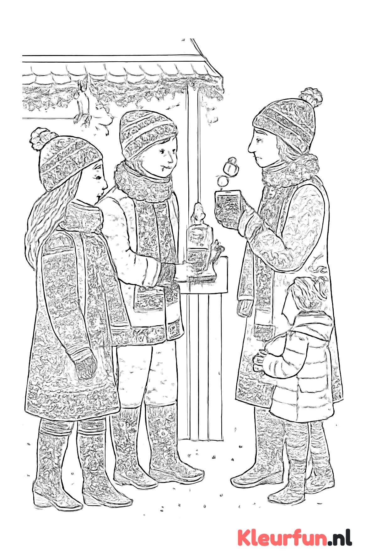 Wintermarkt met laarzen en sjaals