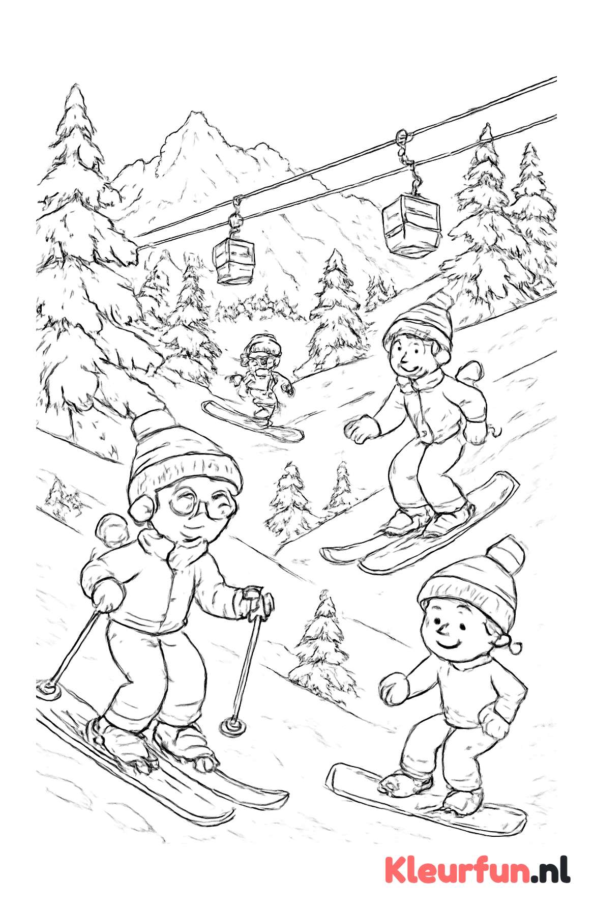 Wintersport op de berghellingen
