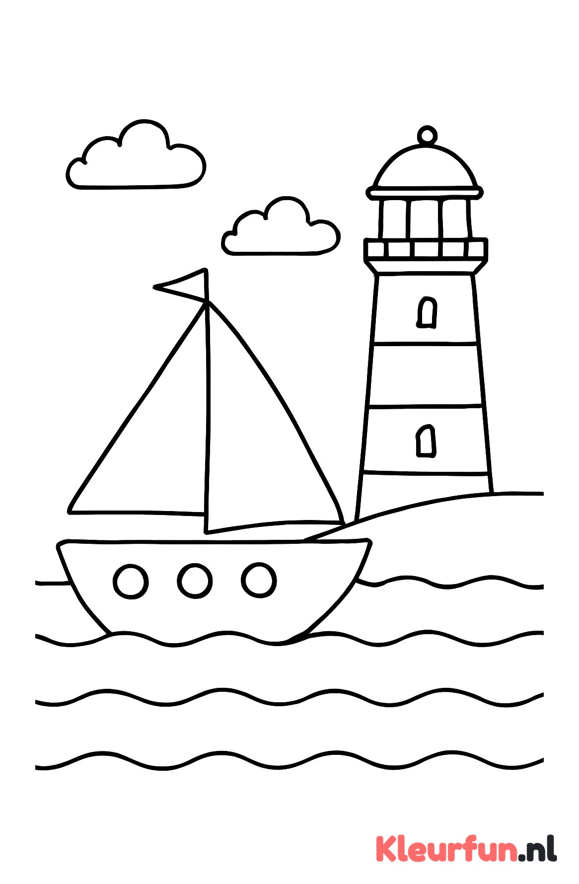 Zeilboot bij de vuurtoren