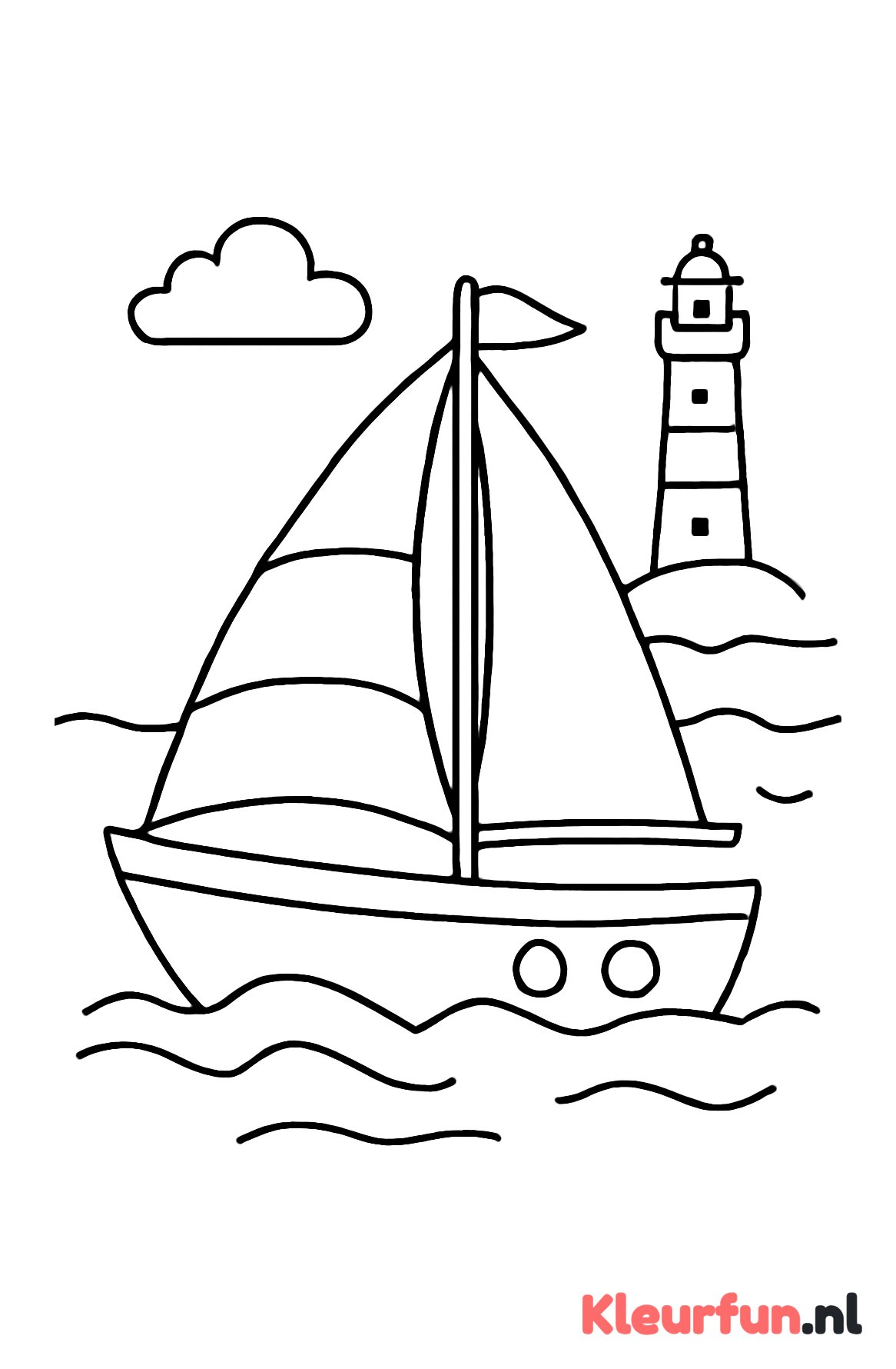 Zeilboot met vuurtoren