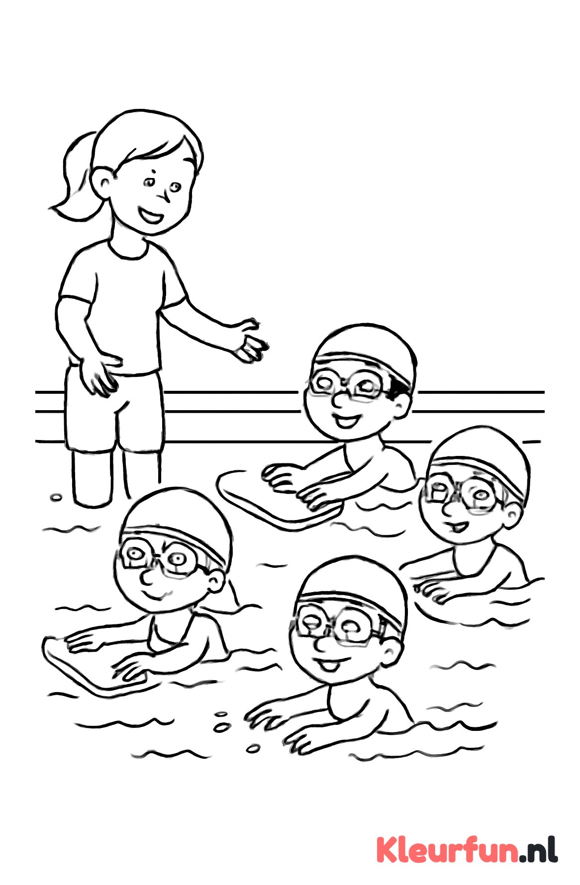 Groep kinderen zwemplezier