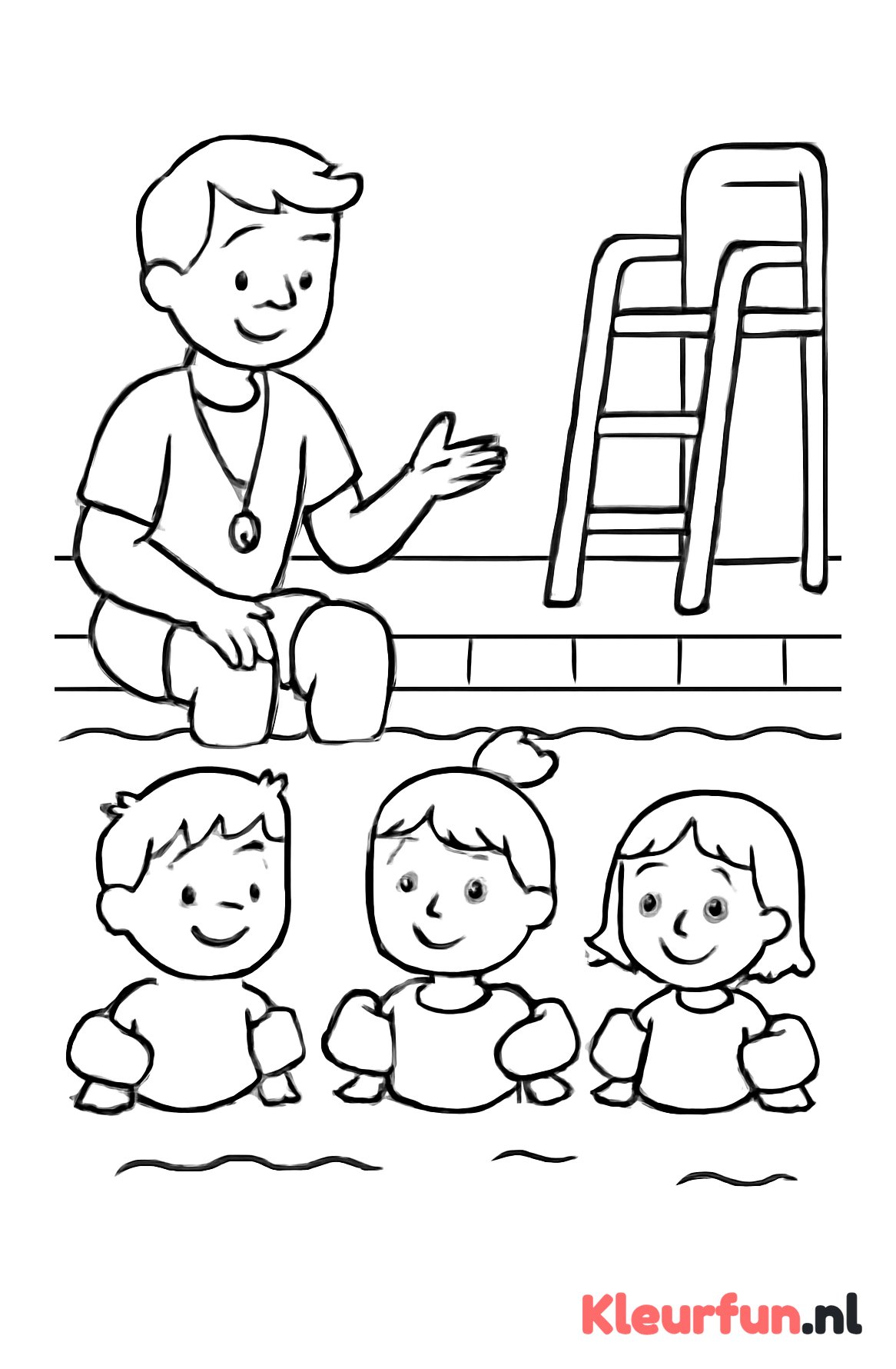 Zwemles met instructeur en kinderen