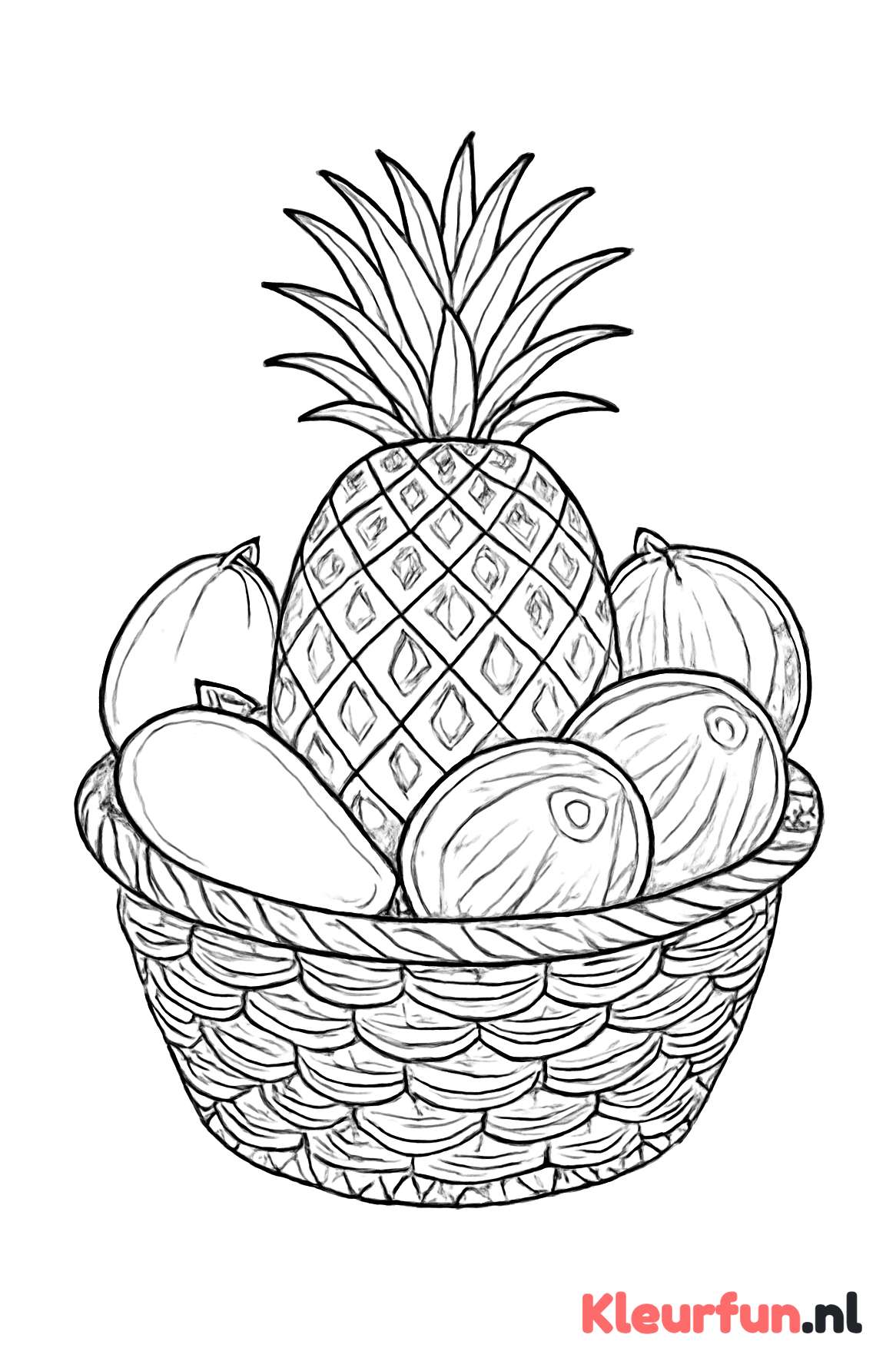 Ananas in tropisch fruitmandje