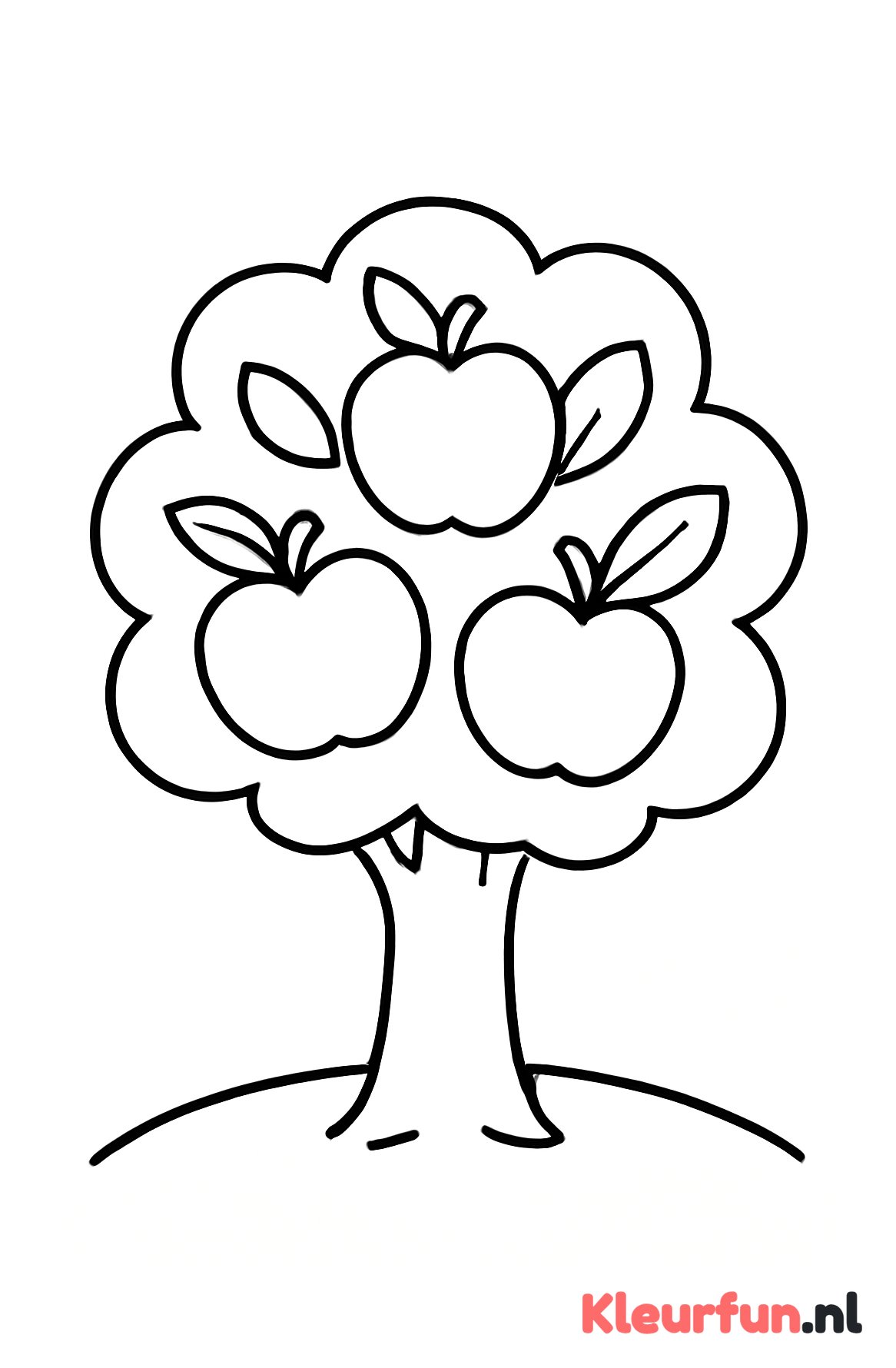 Appelboom met dikke appels kleurplaat