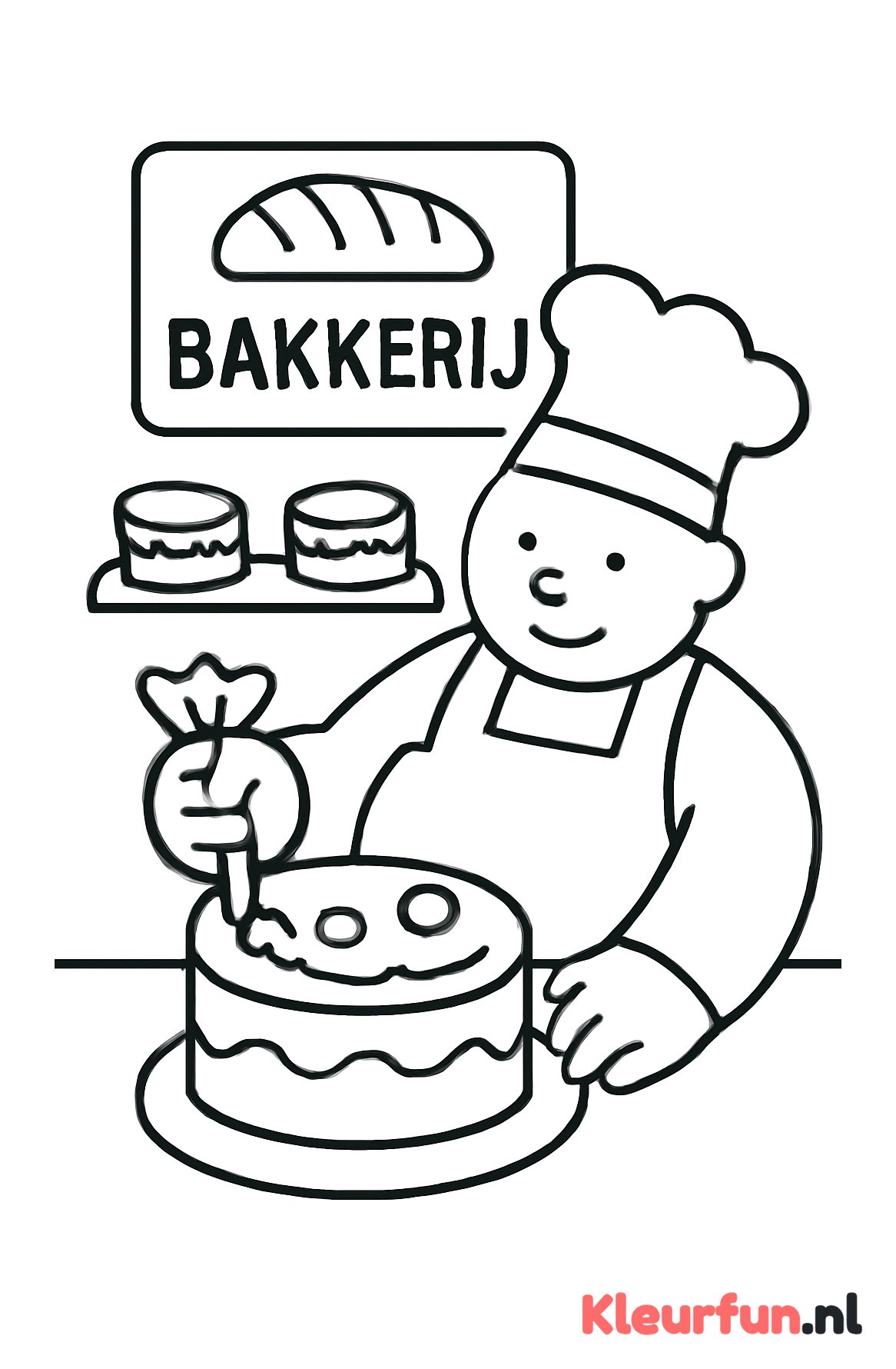 Bakker die taart versiert