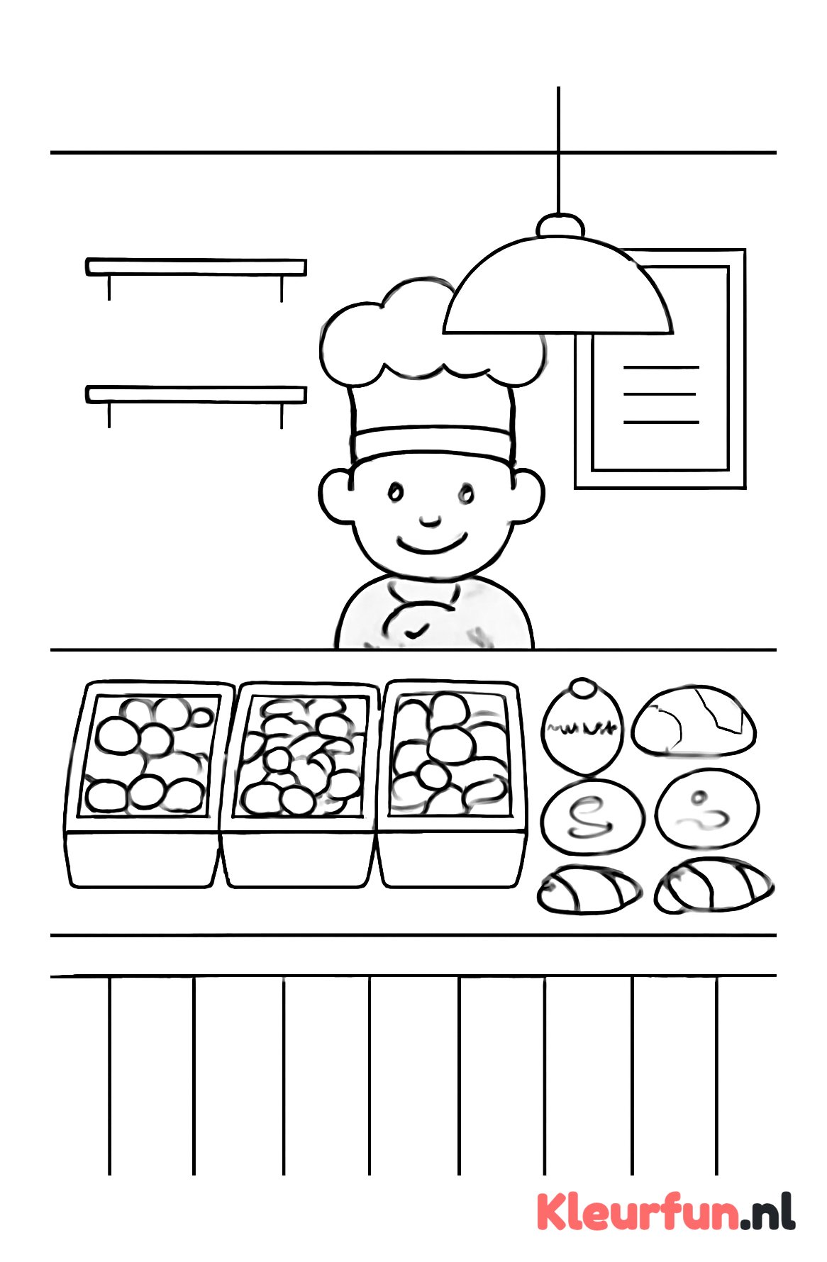 Bakkerij interieur met snoep en broodjes