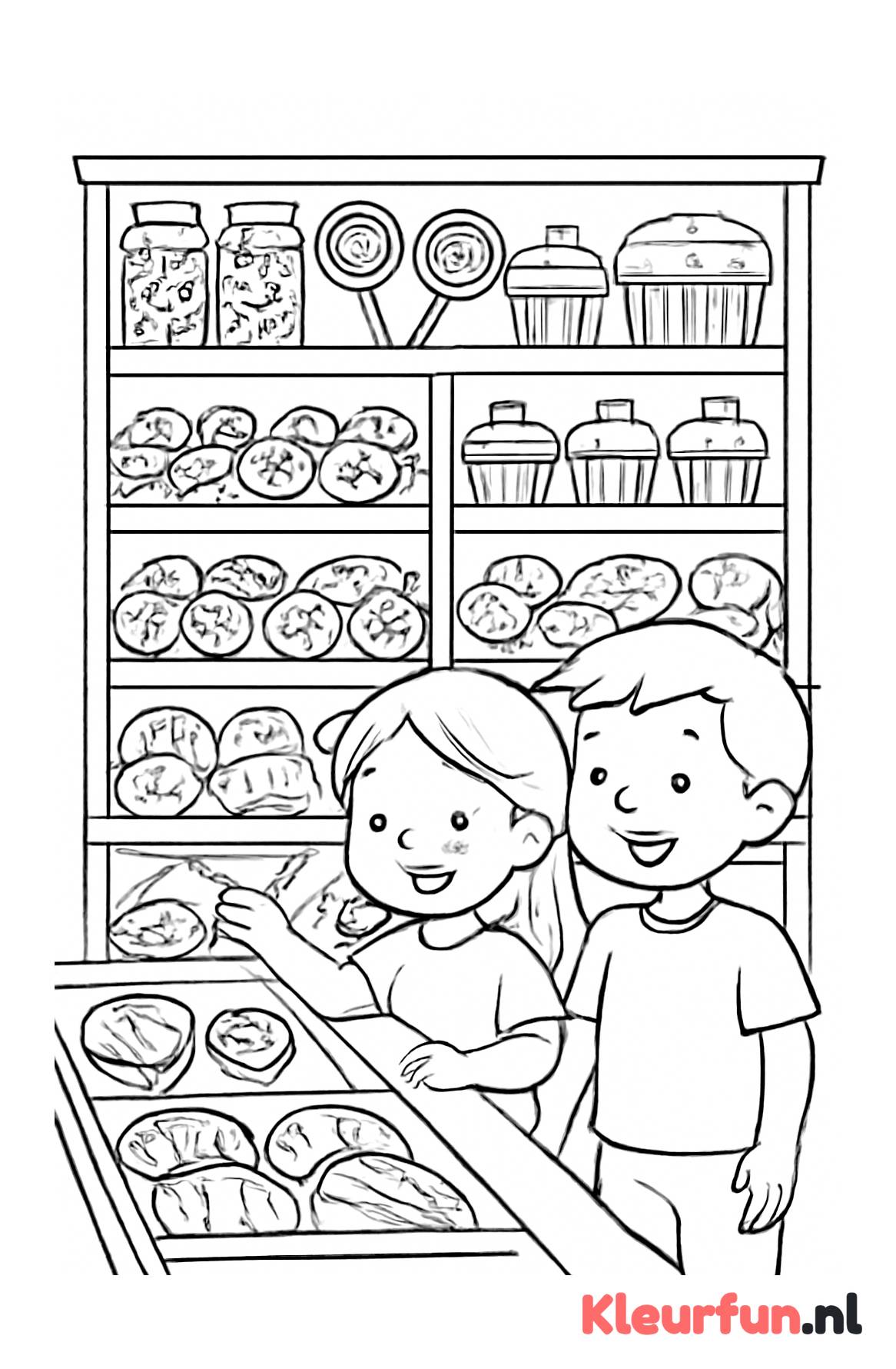 Binnen in de bakkerij met lekkernijen