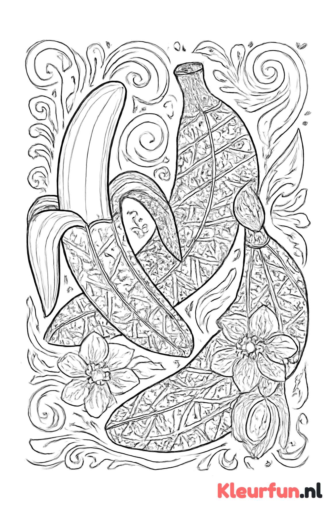 Compositie van bananen met abstracte patronen