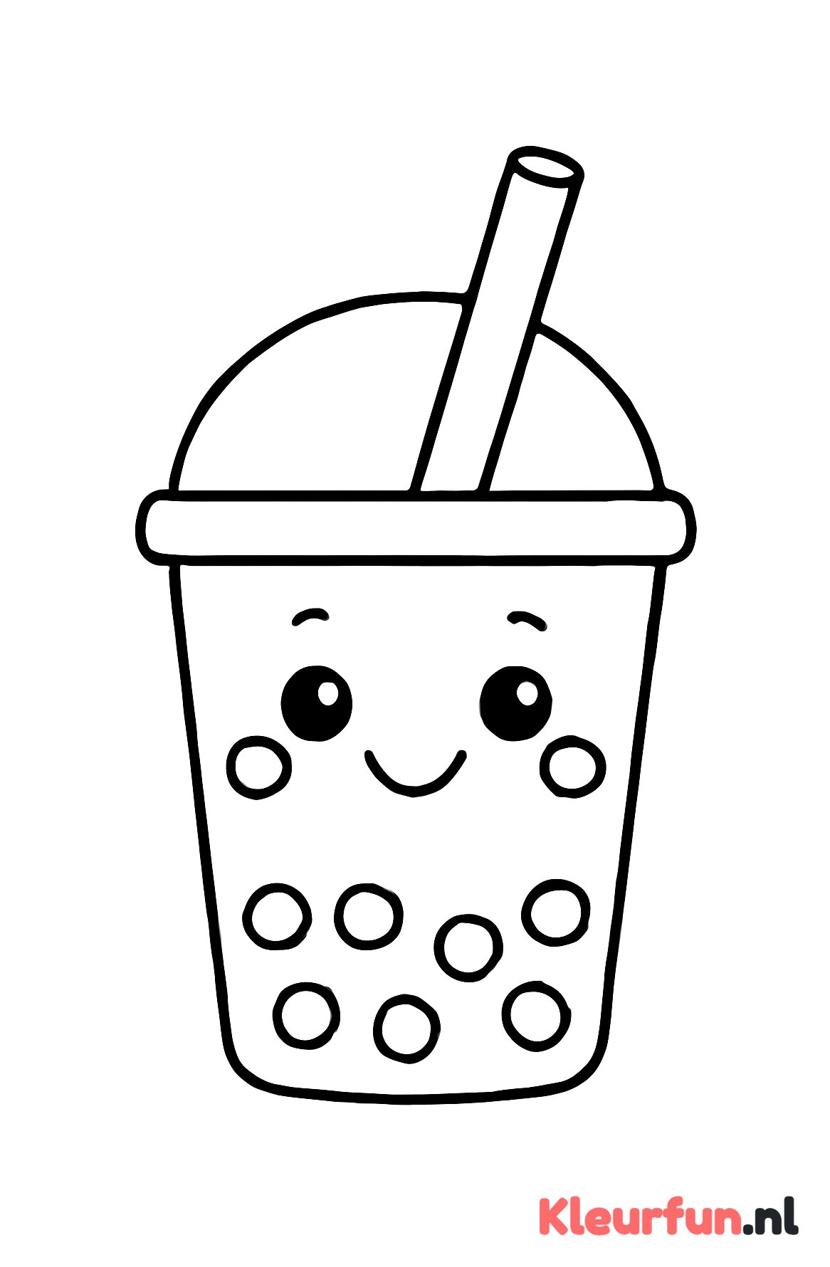 Bubble tea beker met vrolijk gezichtje