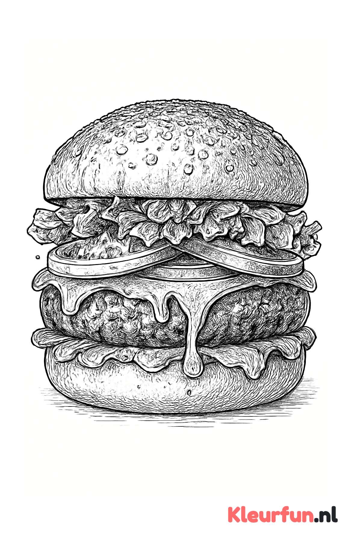 Close-up van een hamburger met gedetailleerde texturen